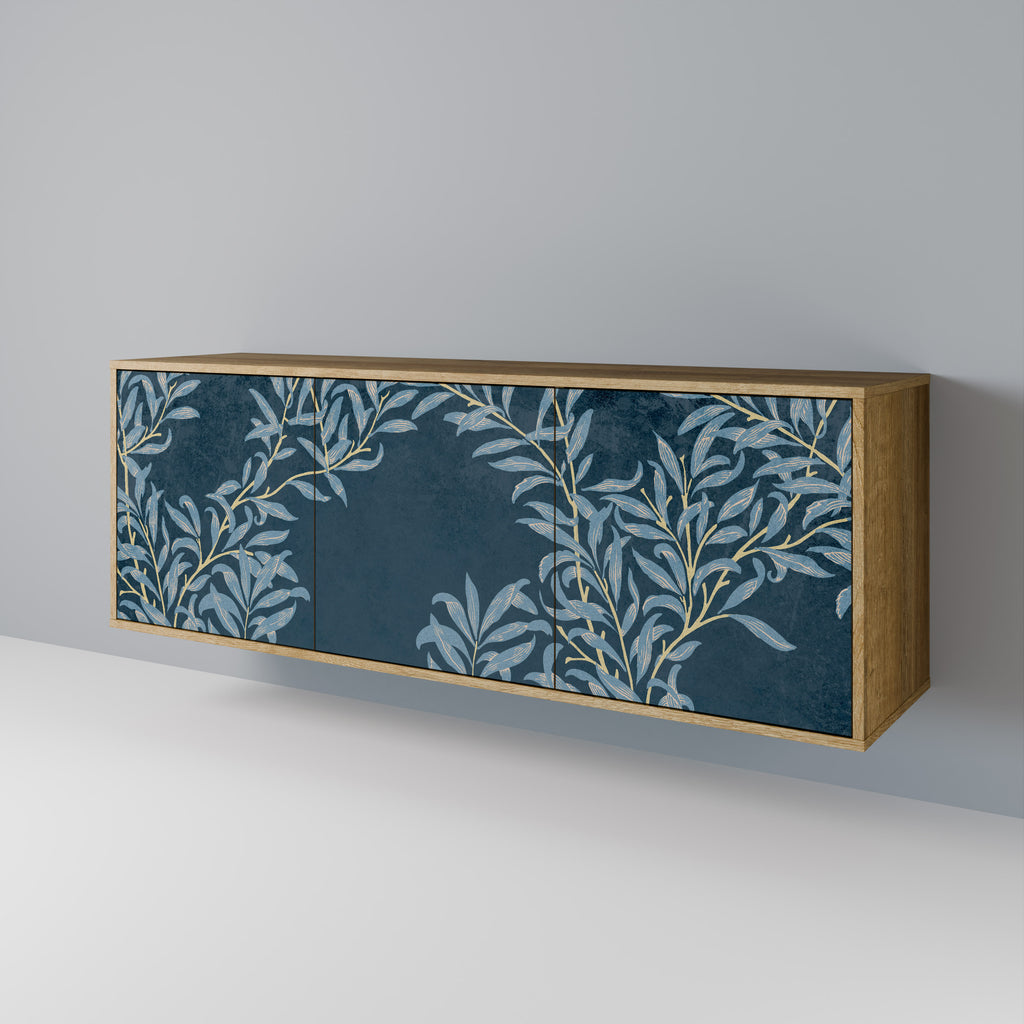 BLUE LEAVES 3-Door Sideboard in Oak Effect