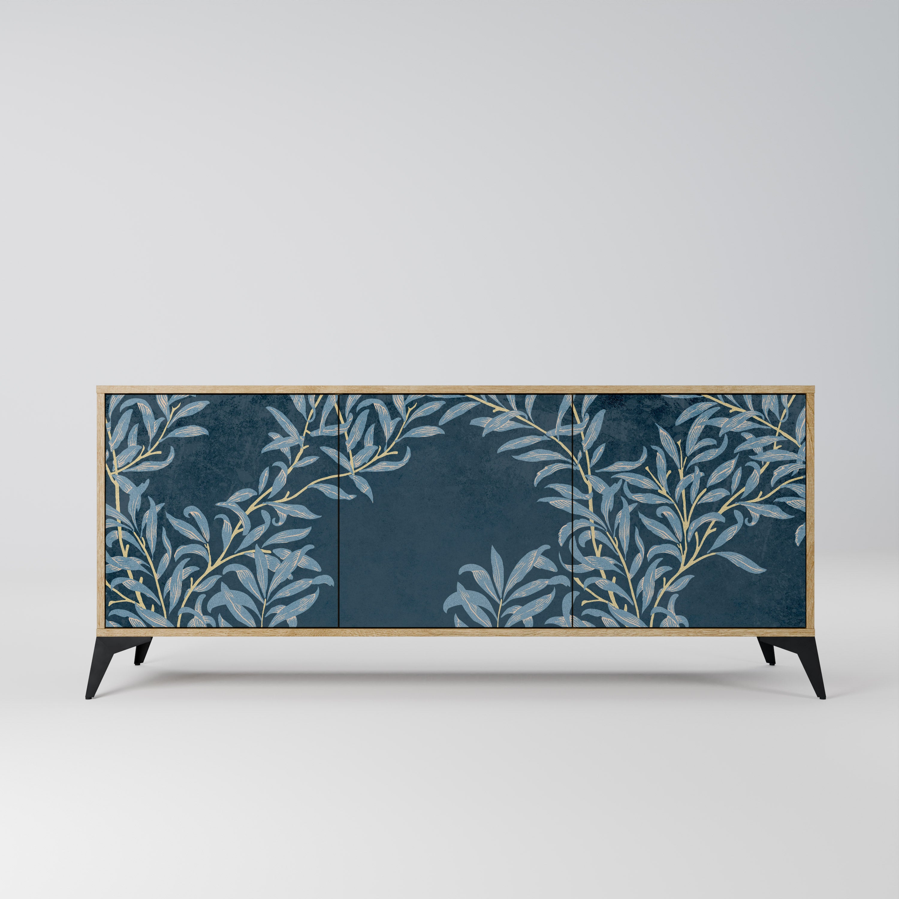 BLUE LEAVES 3-Door Sideboard in Oak Effect