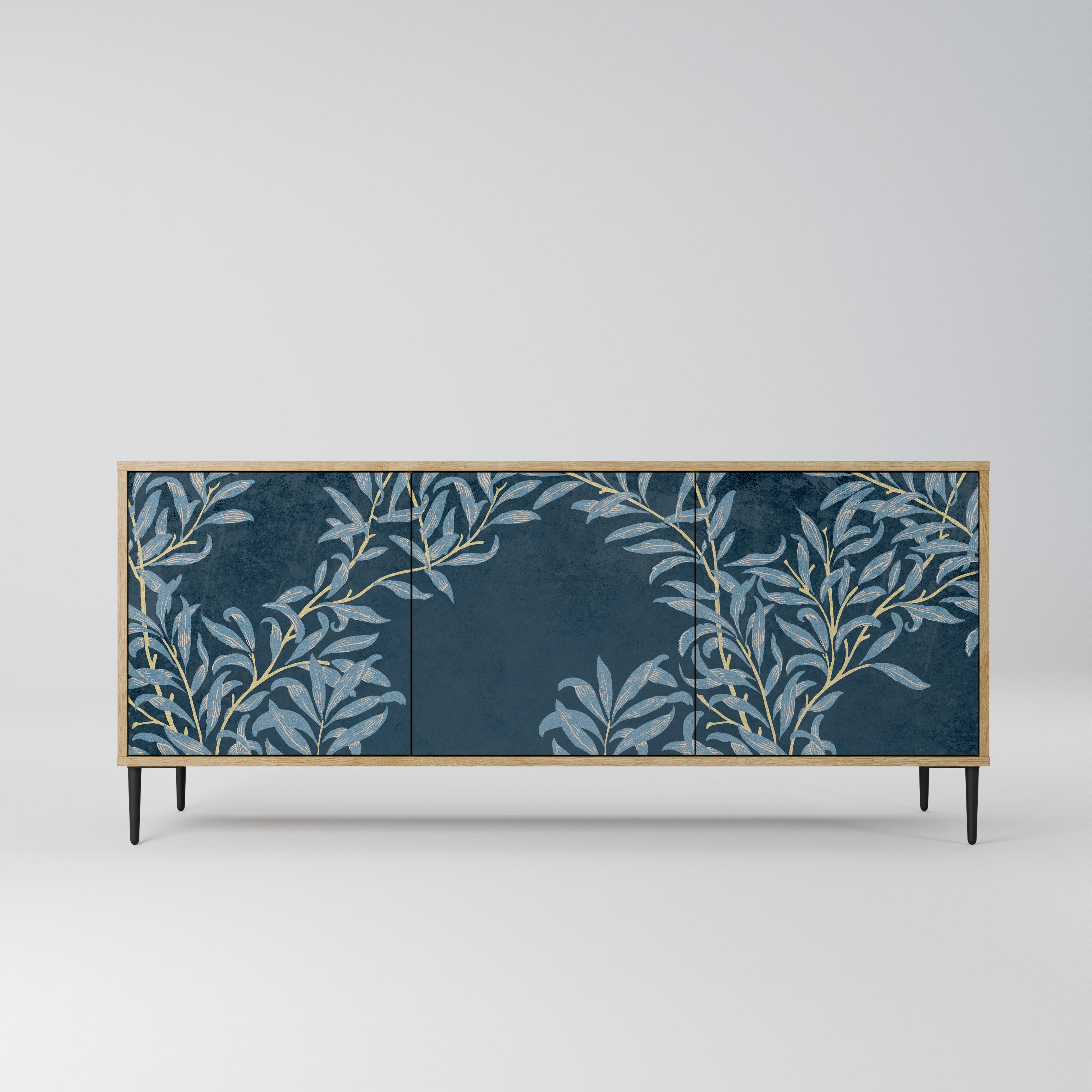 BLUE LEAVES 3-Door Sideboard in Oak Effect