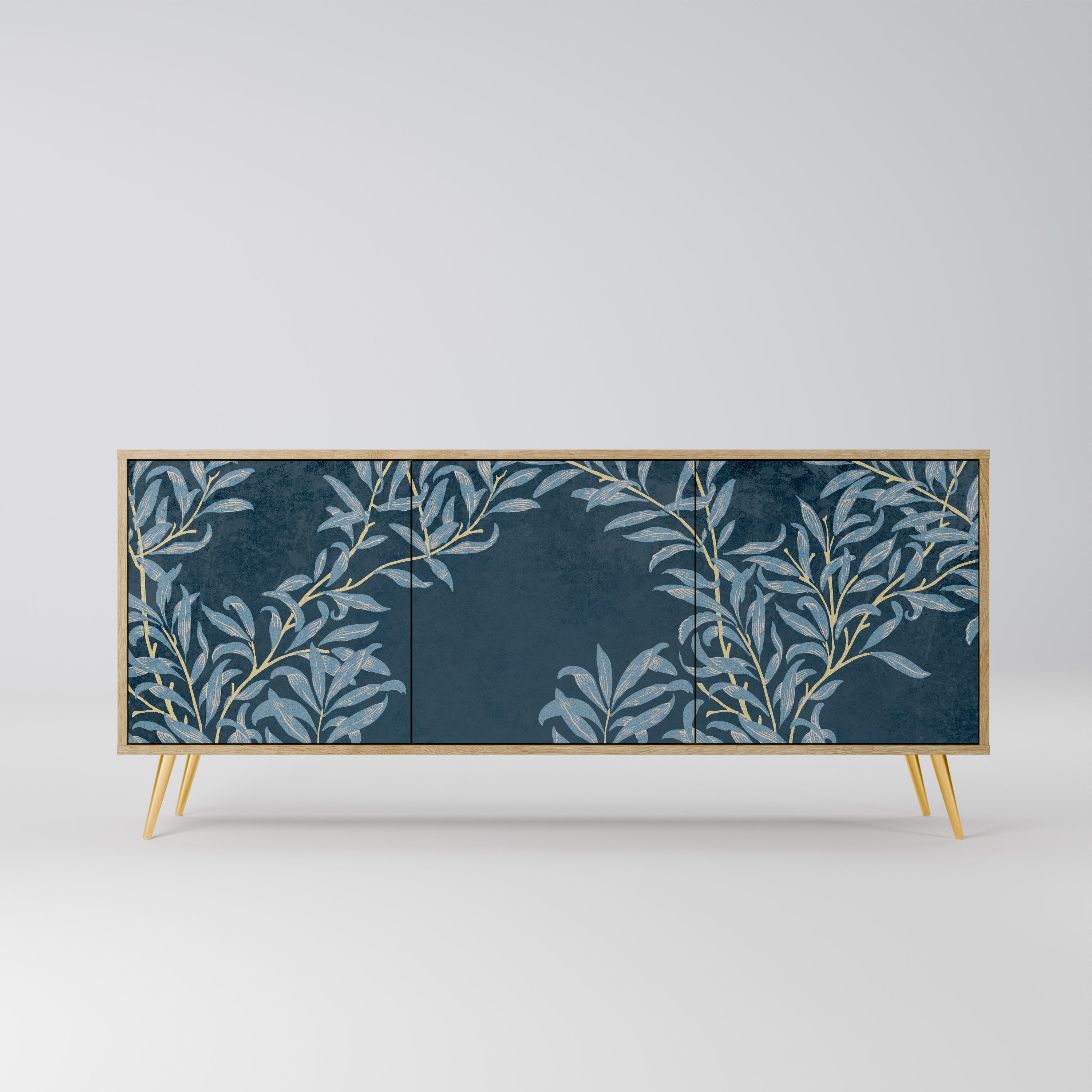 BLUE LEAVES 3-Door Sideboard in Oak Effect