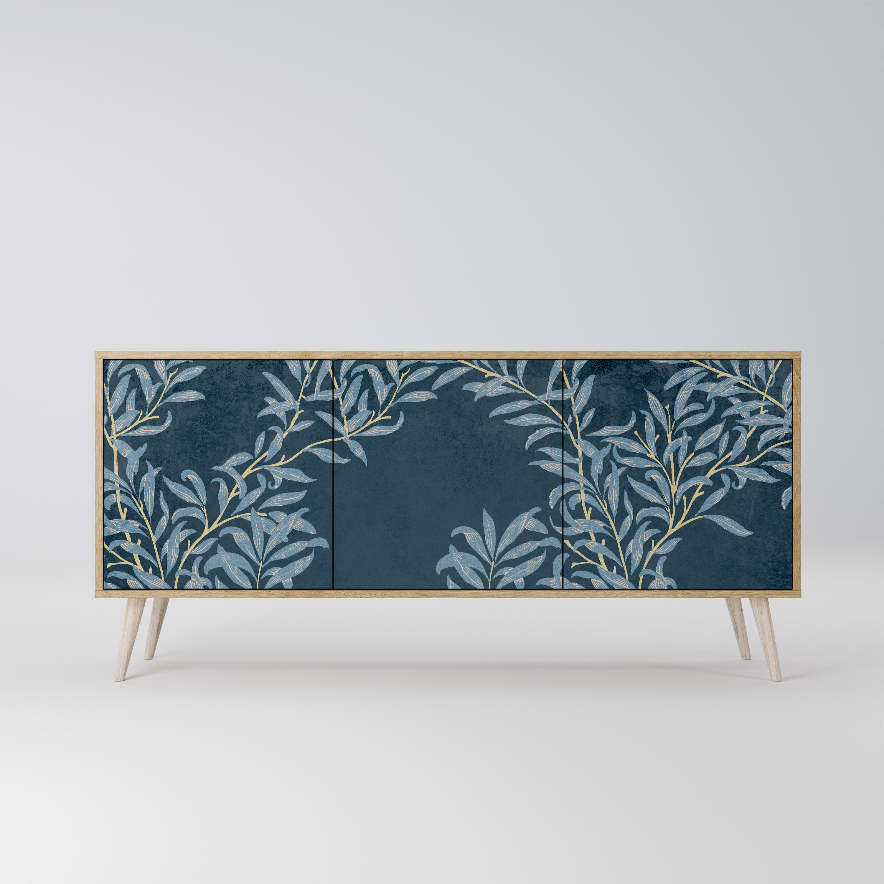 BLUE LEAVES 3-Door Sideboard in Oak Effect
