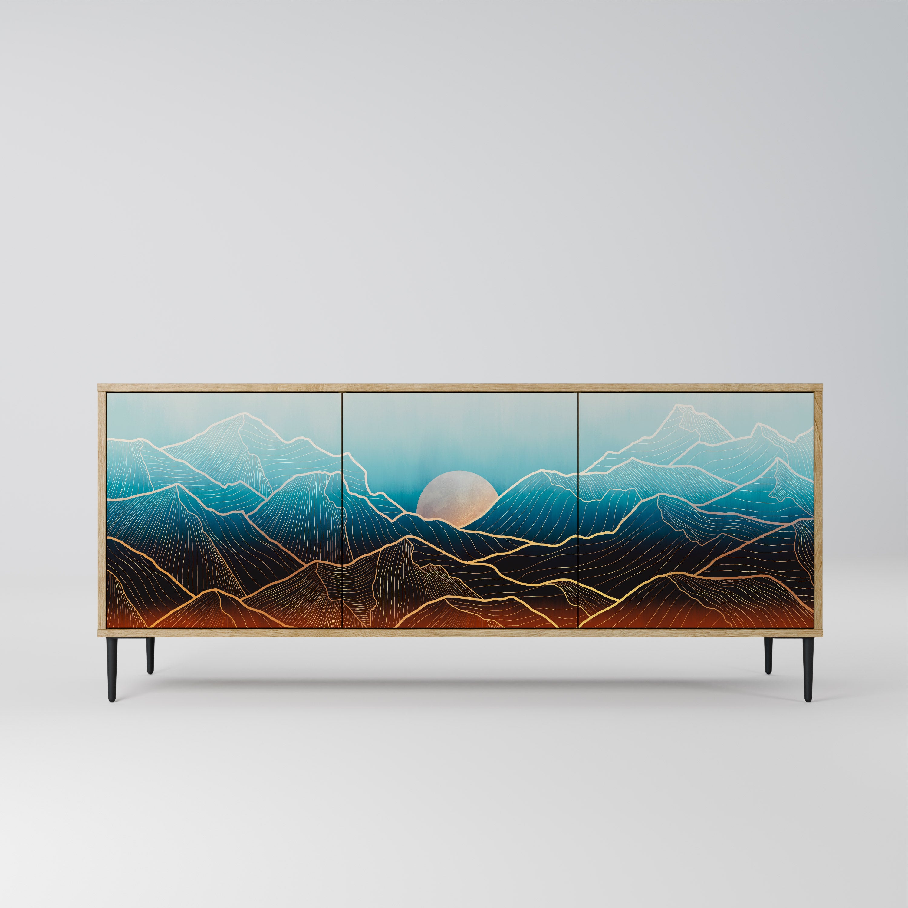 LUNAR SECRETS 3-Door Sideboard in Oak Effect