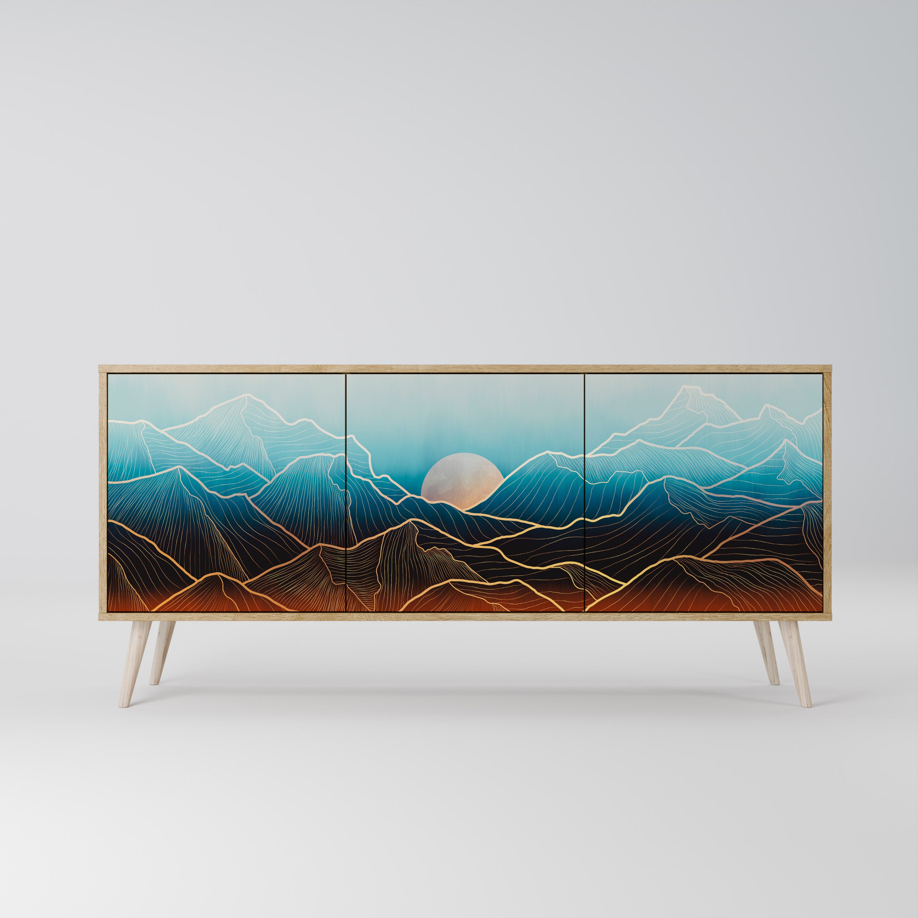 LUNAR SECRETS 3-Door Sideboard in Oak Effect