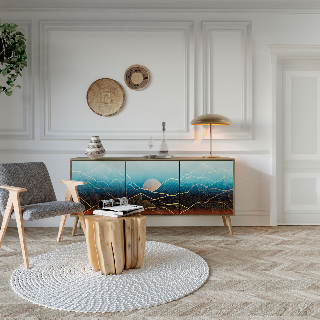 LUNAR SECRETS 3-Door Sideboard in Oak Effect