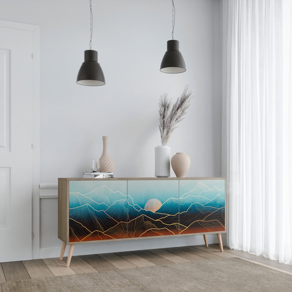 LUNAR SECRETS 3-Door Sideboard in Oak Effect