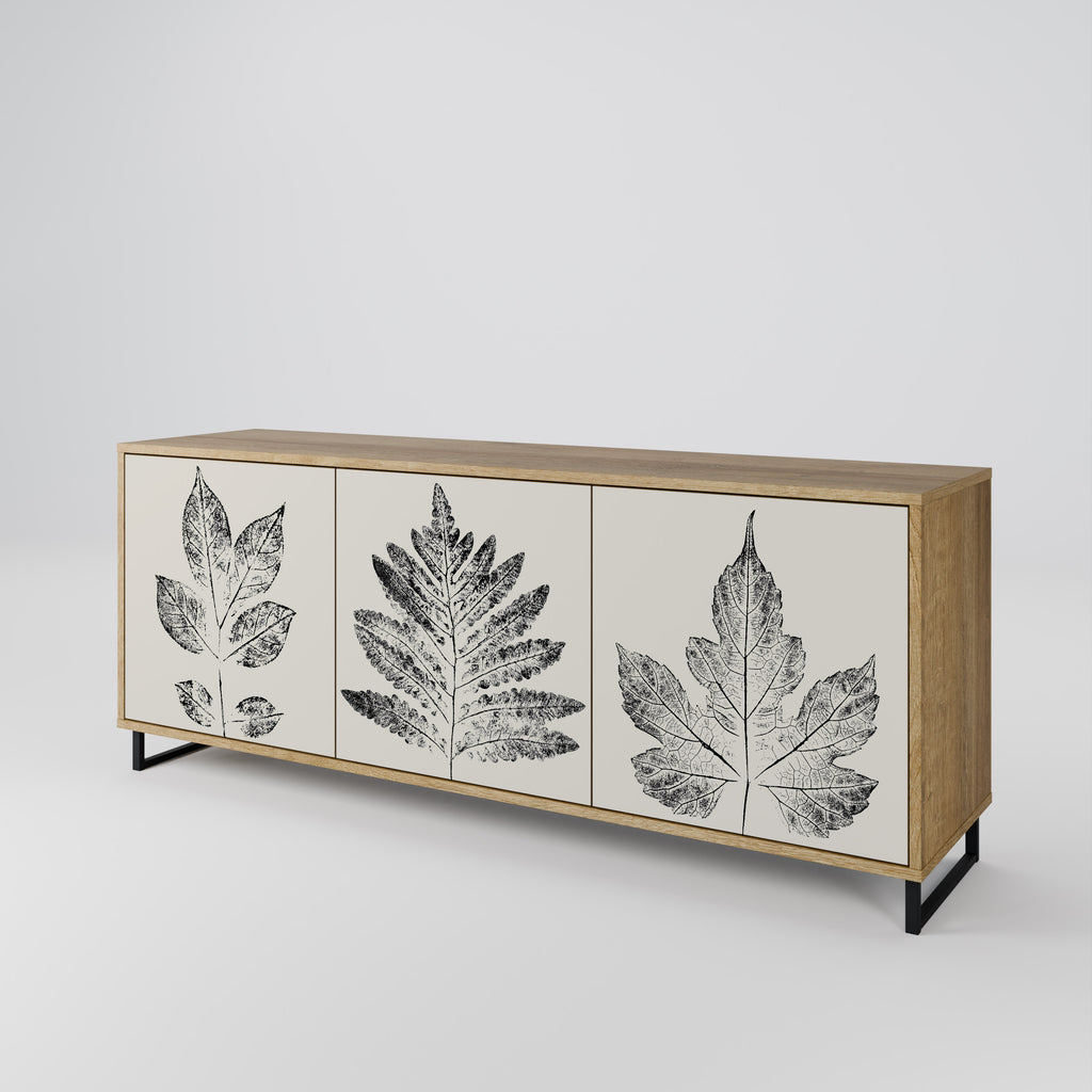 Aparador de 3 puertas con efecto roble LEAFY STAMPS