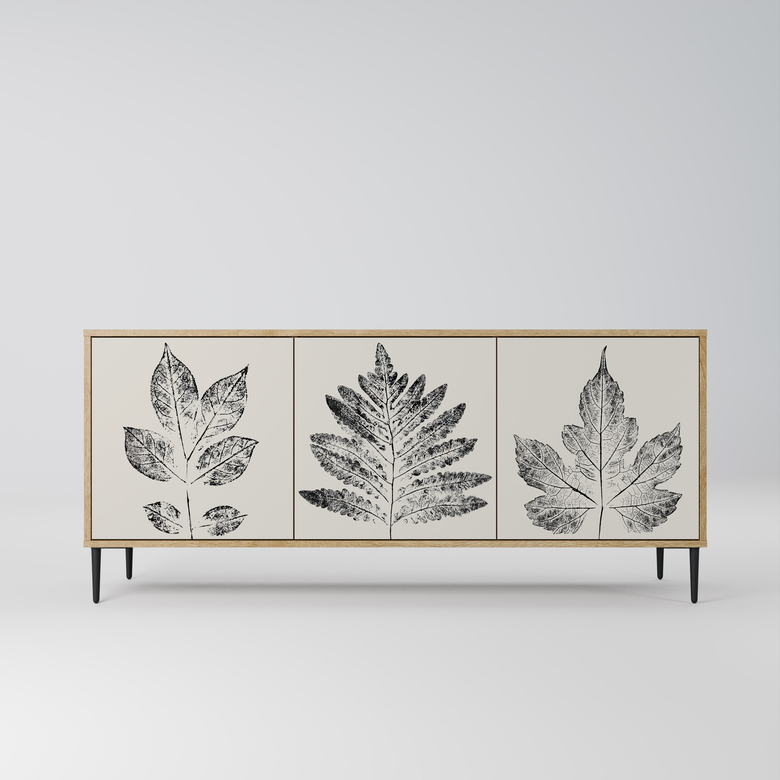LEAFY STAMPS 3-Door Sideboard in Oak Effect