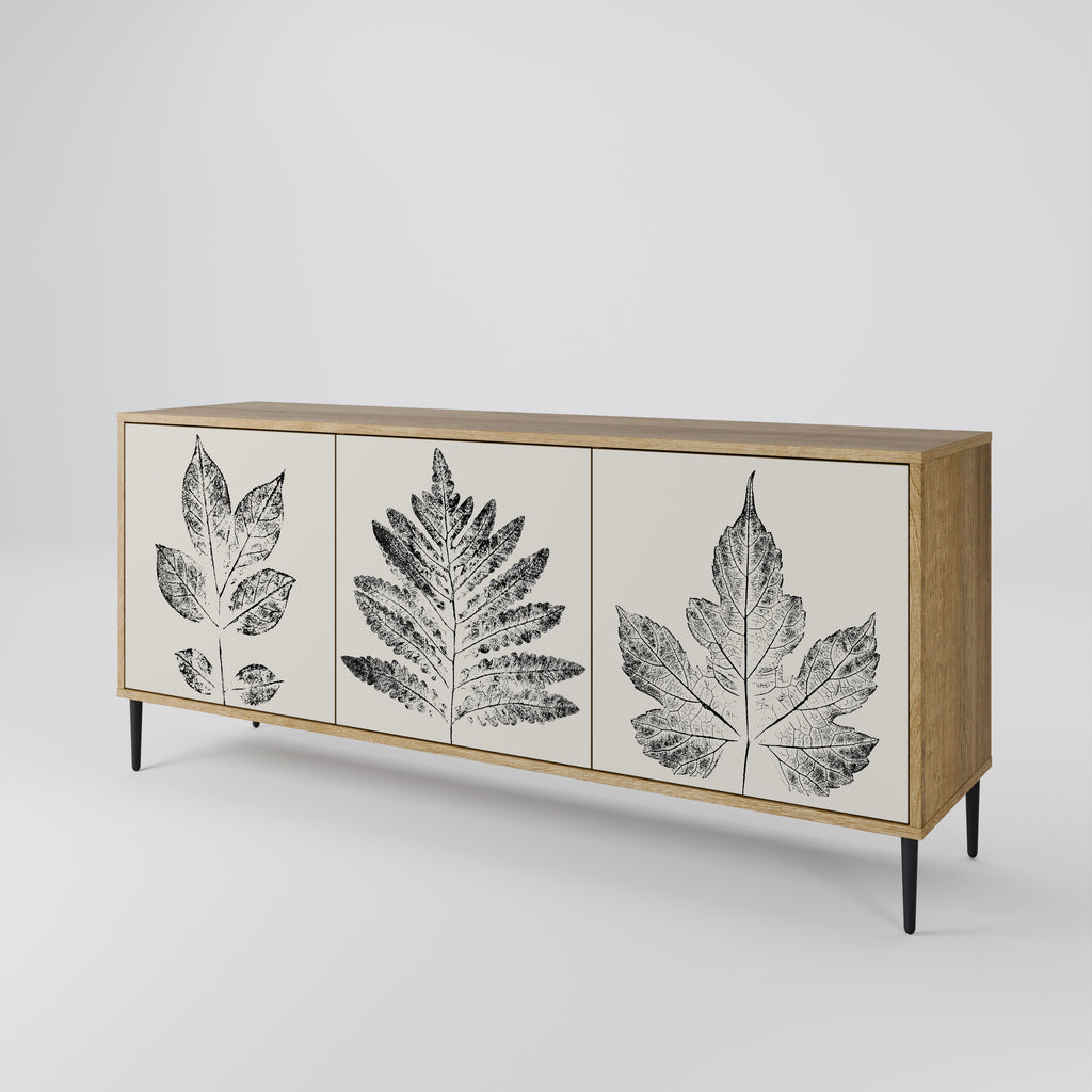 Aparador de 3 puertas con efecto roble LEAFY STAMPS