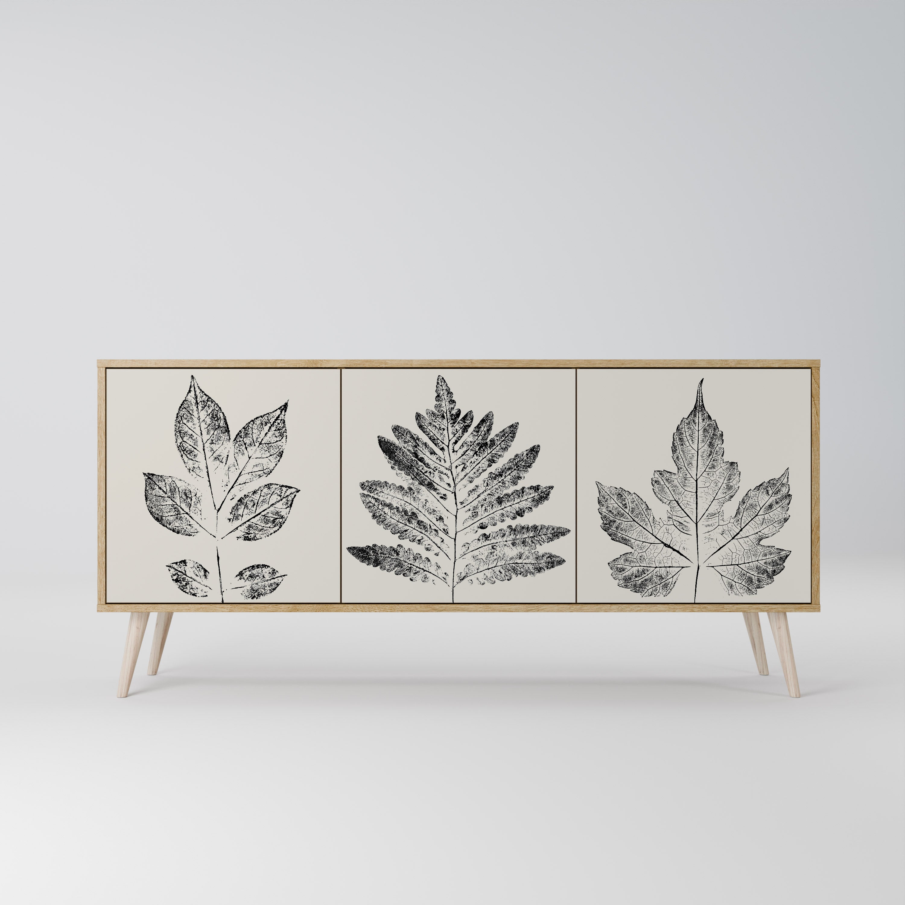 LEAFY STAMPS 3-Door Sideboard in Oak Effect
