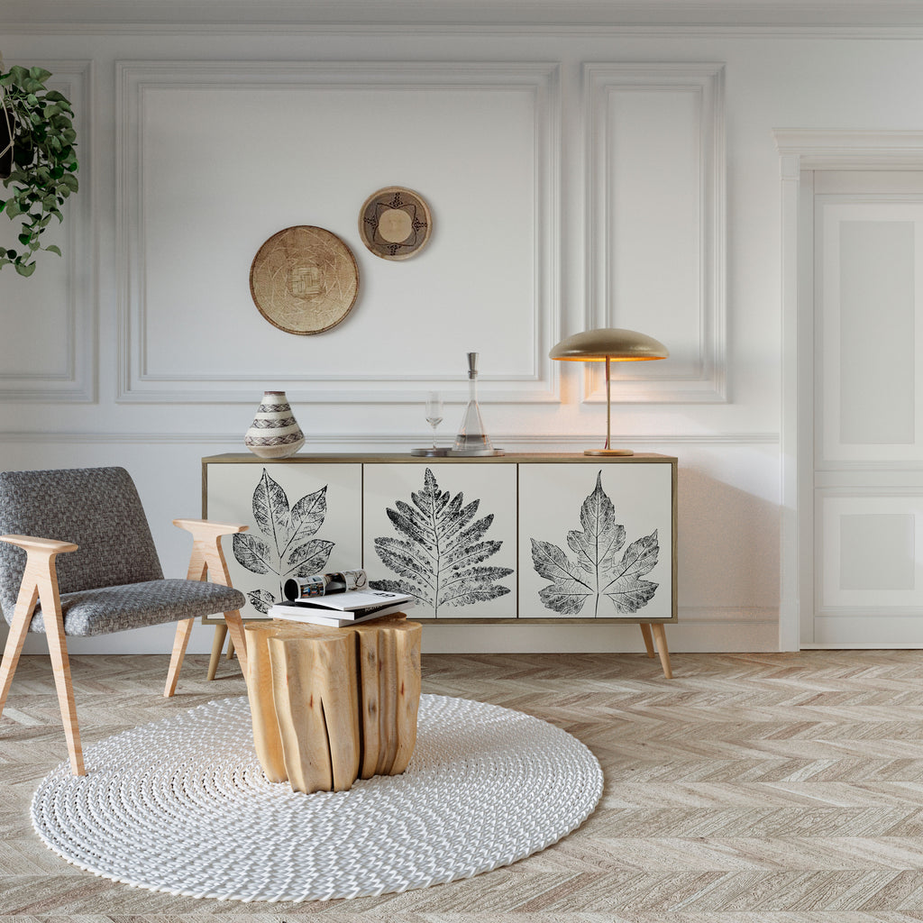 Aparador de 3 puertas con efecto roble LEAFY STAMPS