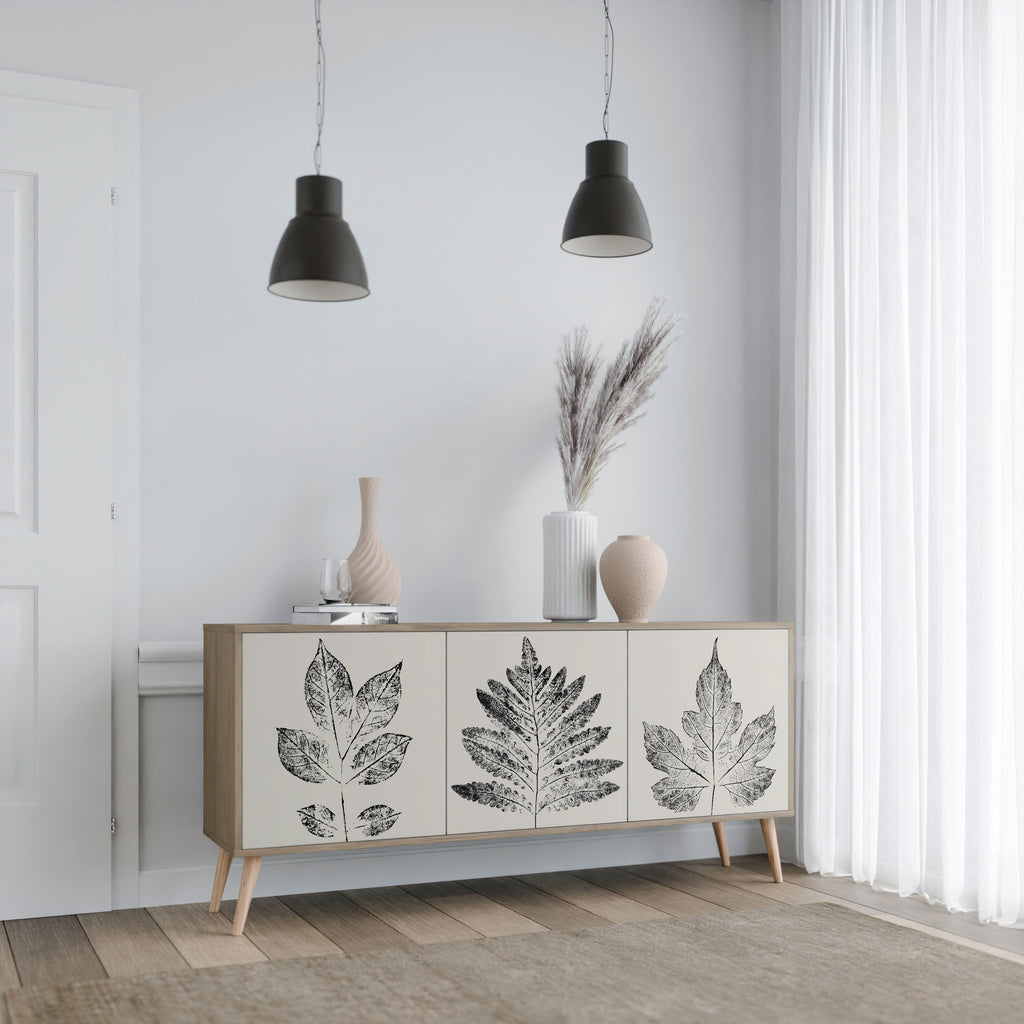 Aparador de 3 puertas con efecto roble LEAFY STAMPS