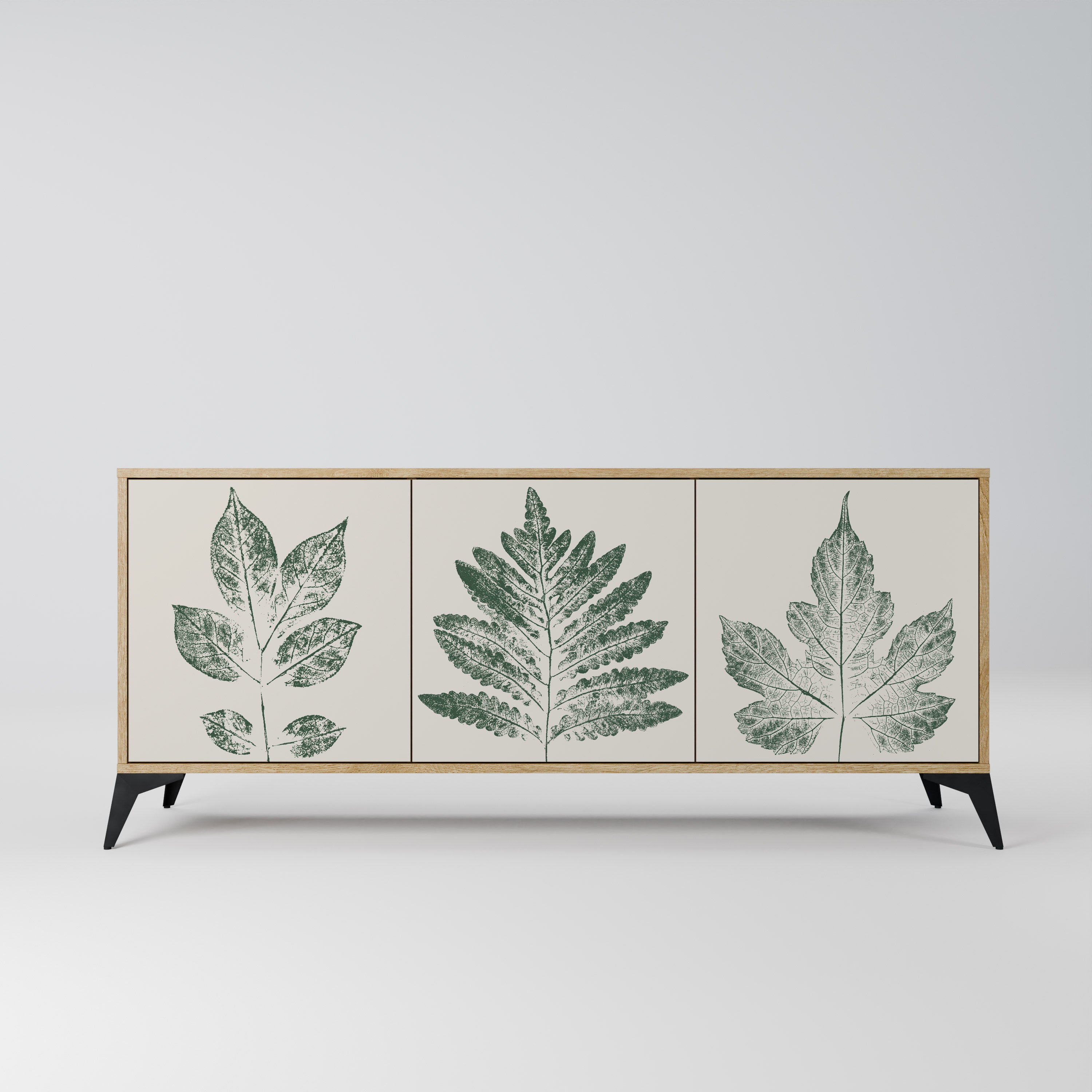 GREEN LEAFY STAMPS 3-Door Sideboard in Oak Effect
