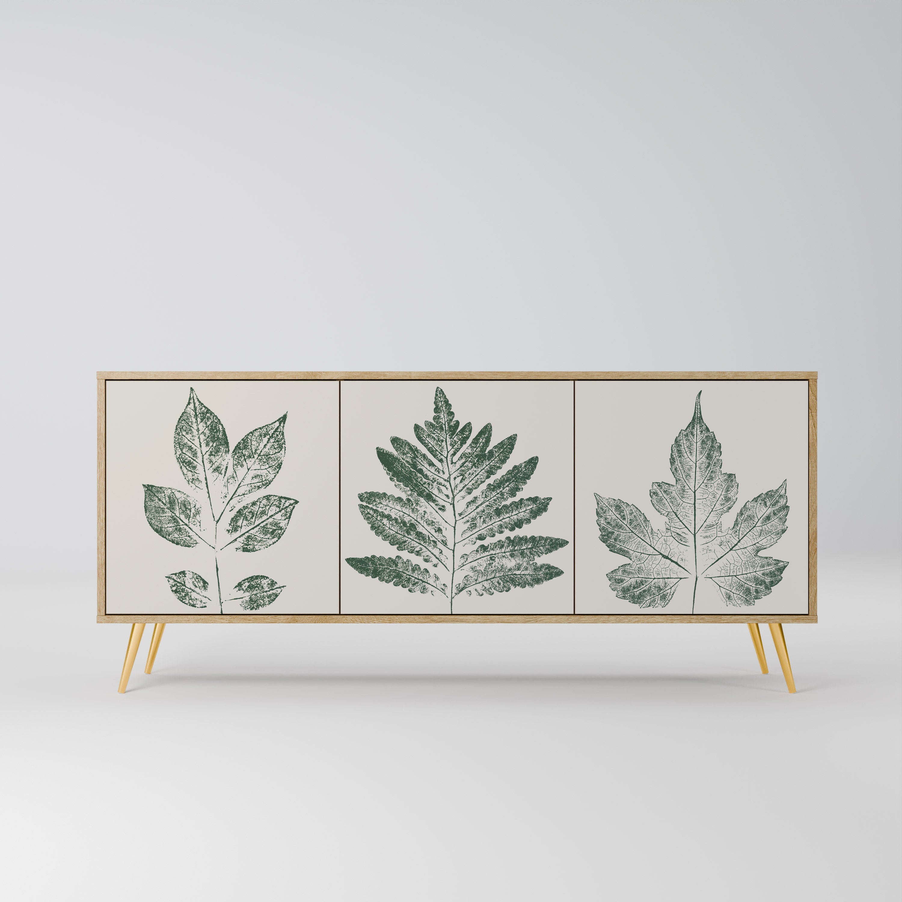 GREEN LEAFY STAMPS 3-Door Sideboard in Oak Effect