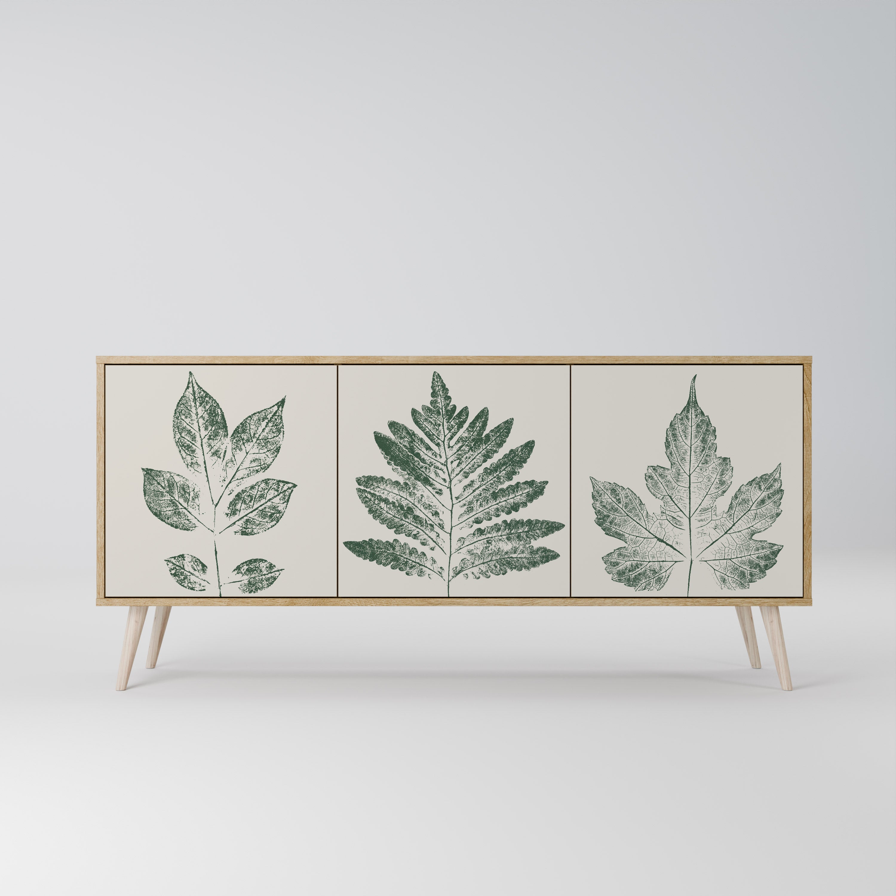 GREEN LEAFY STAMPS 3-Door Sideboard in Oak Effect
