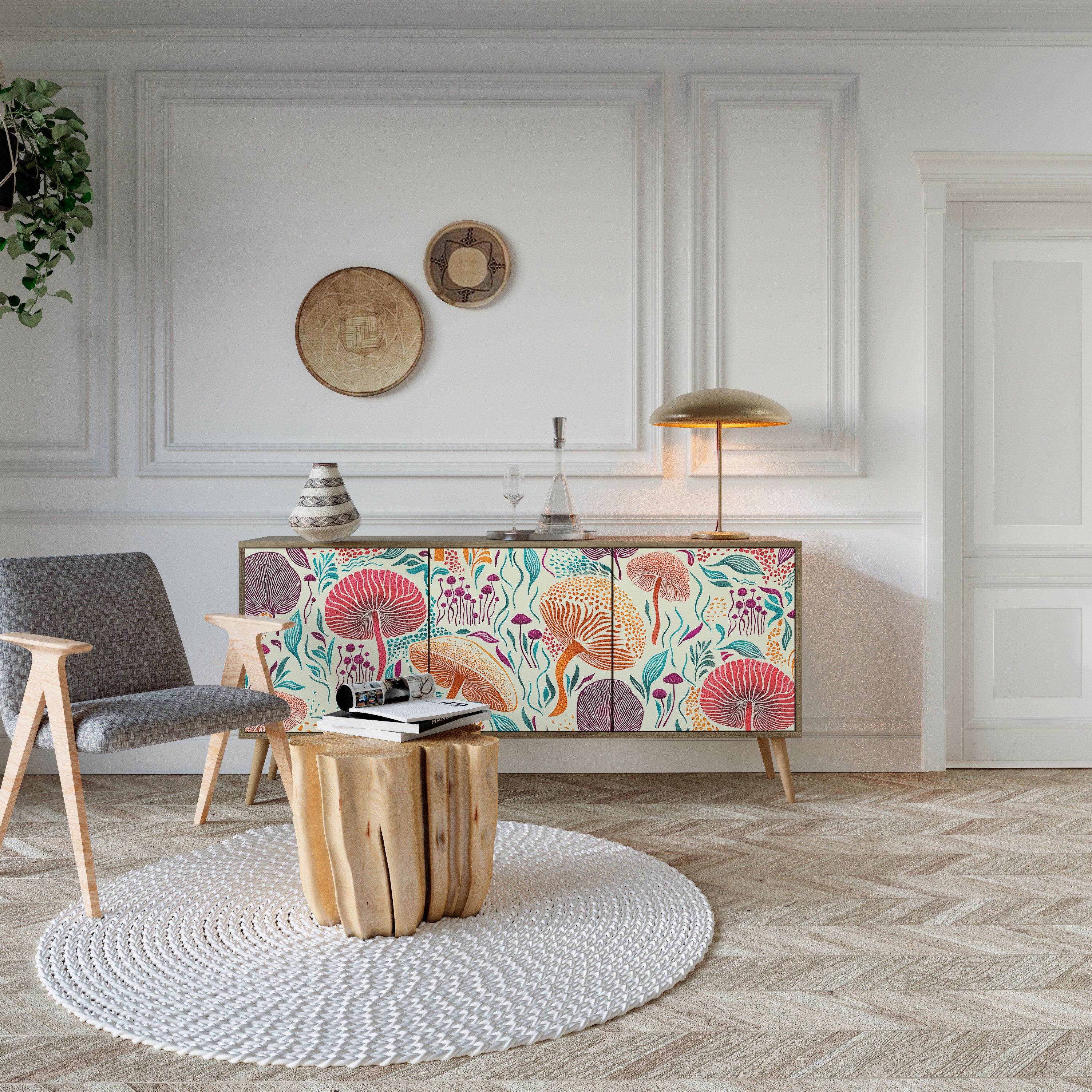 FUNGUS FANTASY 3-Door Sideboard in Oak Effect