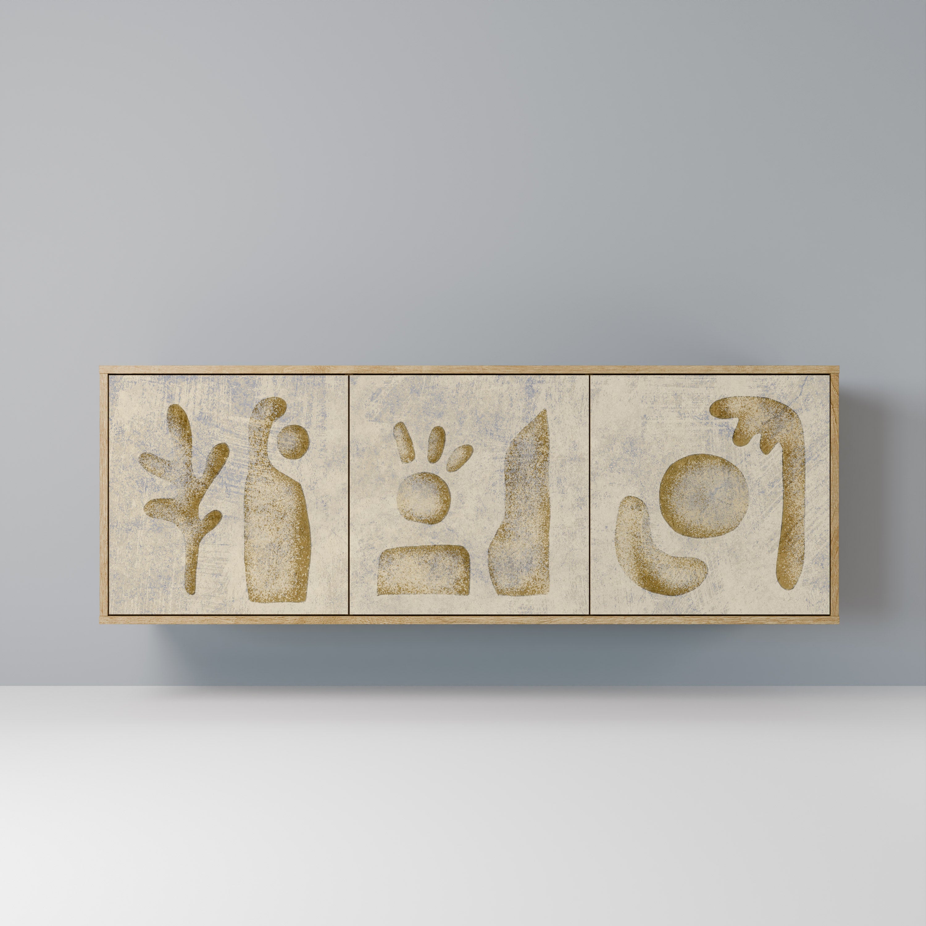 SAND SCULPTURES 3-Door Sideboard in Oak Effect