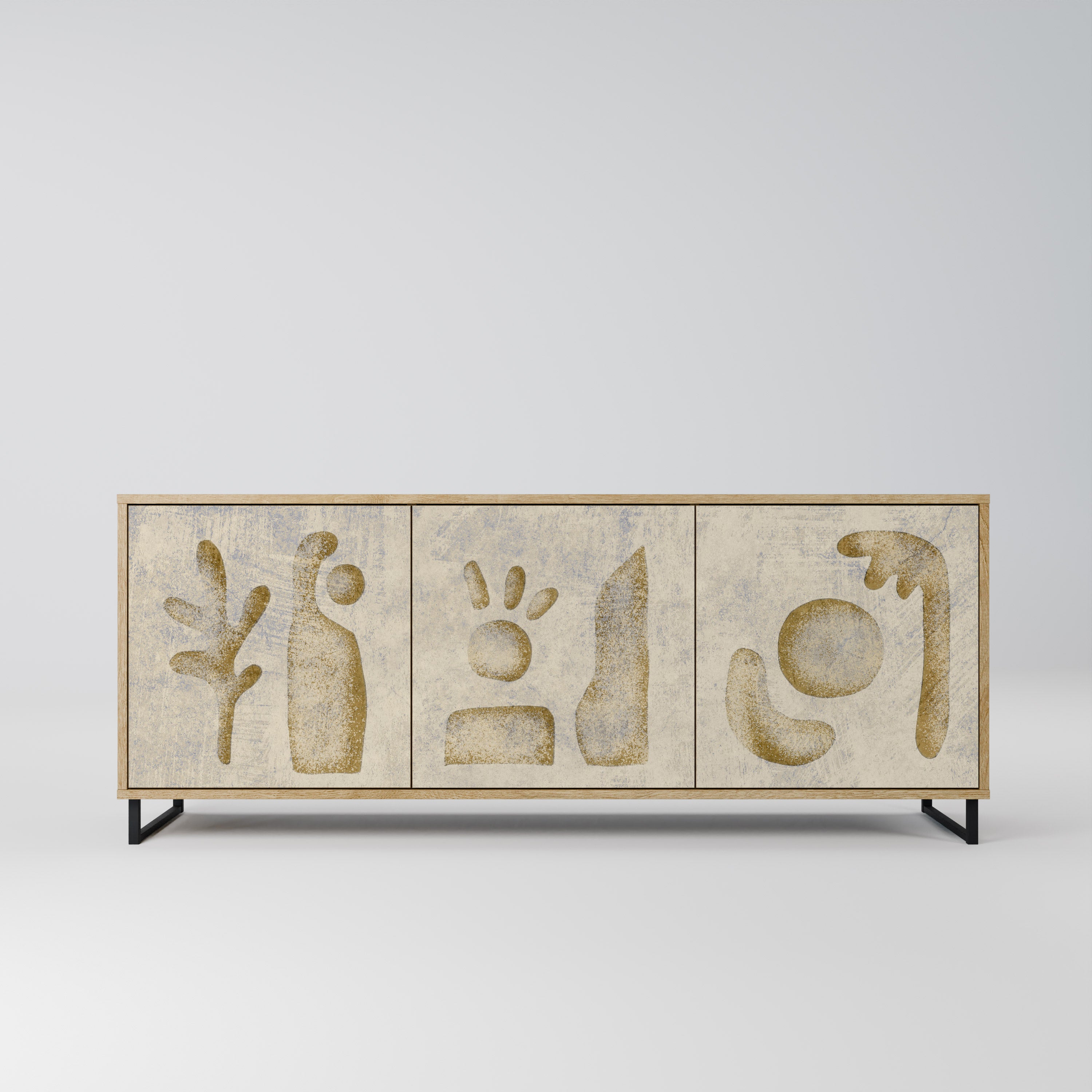 SAND SCULPTURES 3-Door Sideboard in Oak Effect