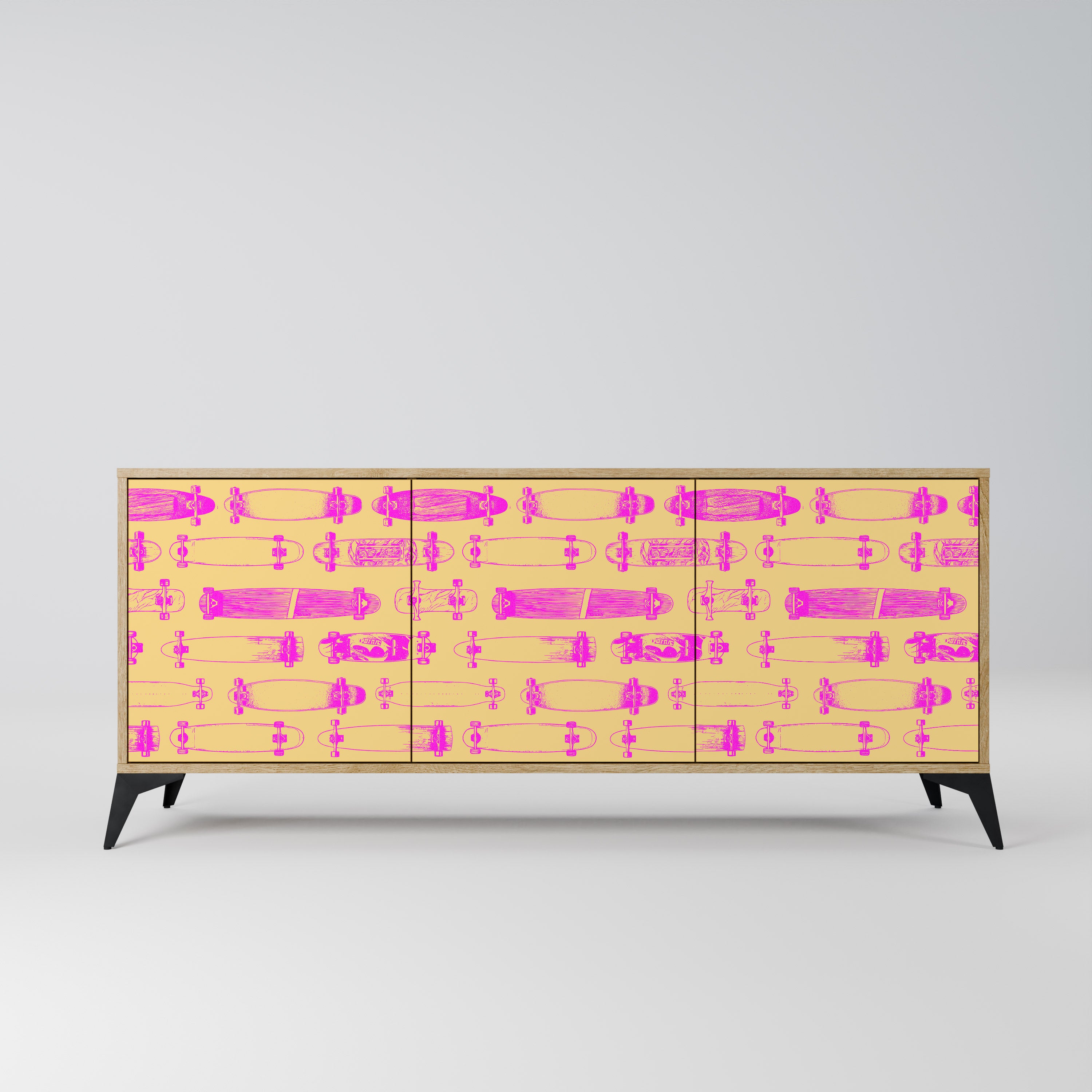 SKATEBOARD ARTISTRY 3-Door Sideboard in Oak Effect