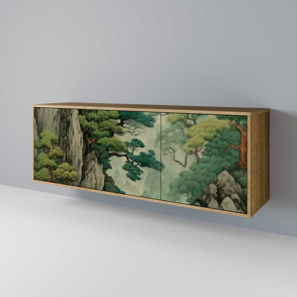 VERDURE ABYSS 3-Door Sideboard in Oak Effect