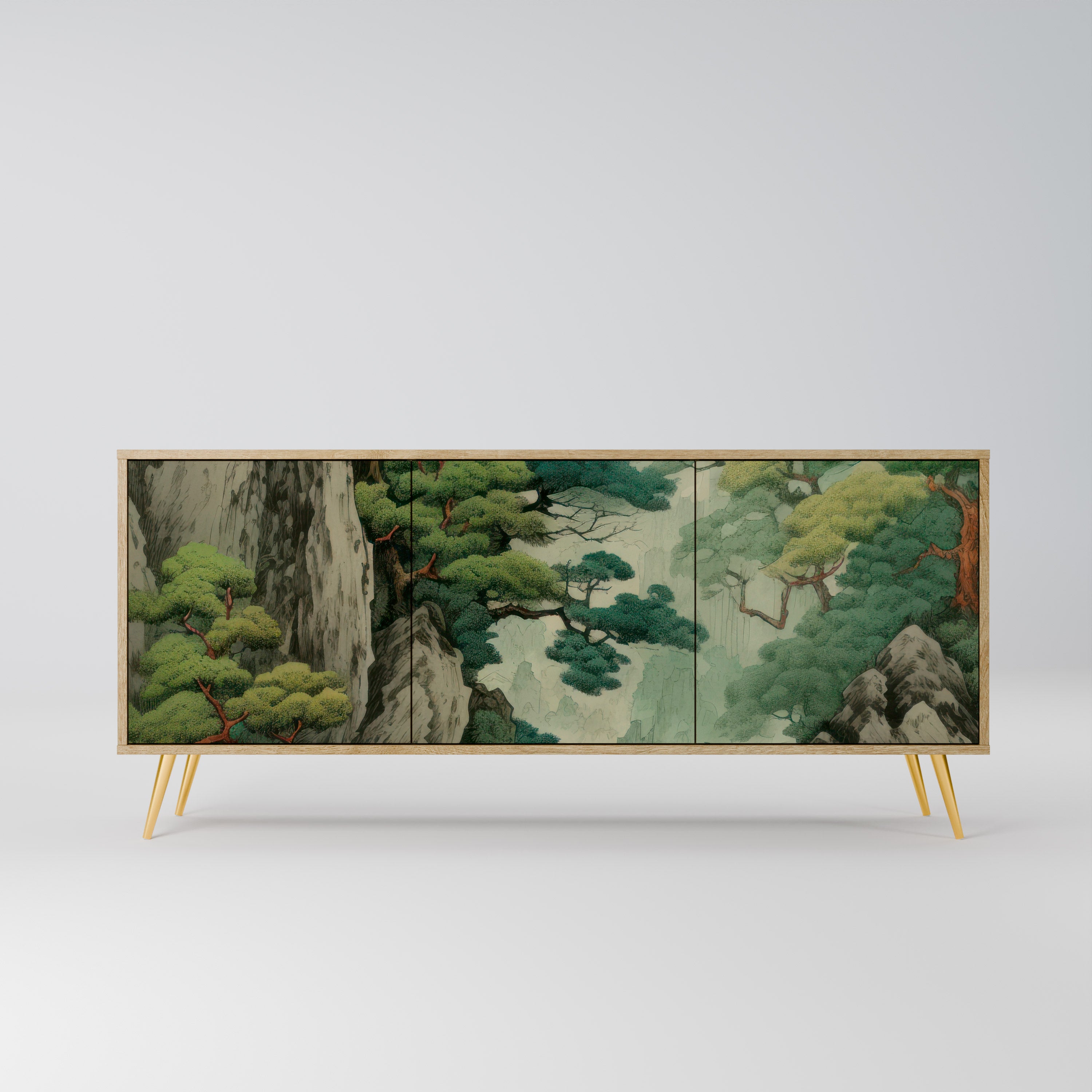 VERDURE ABYSS 3-Door Sideboard in Oak Effect
