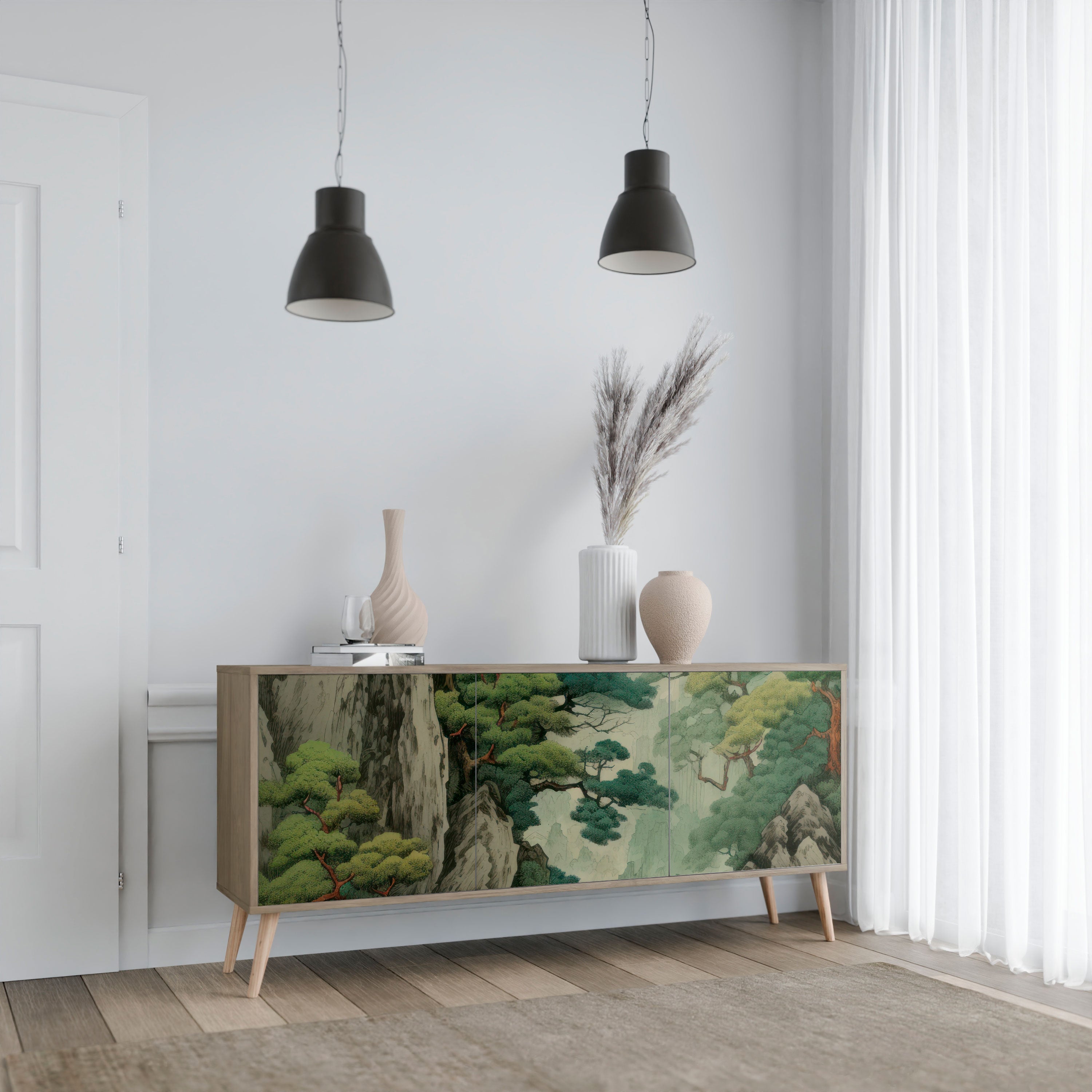 VERDURE ABYSS 3-Door Sideboard in Oak Effect