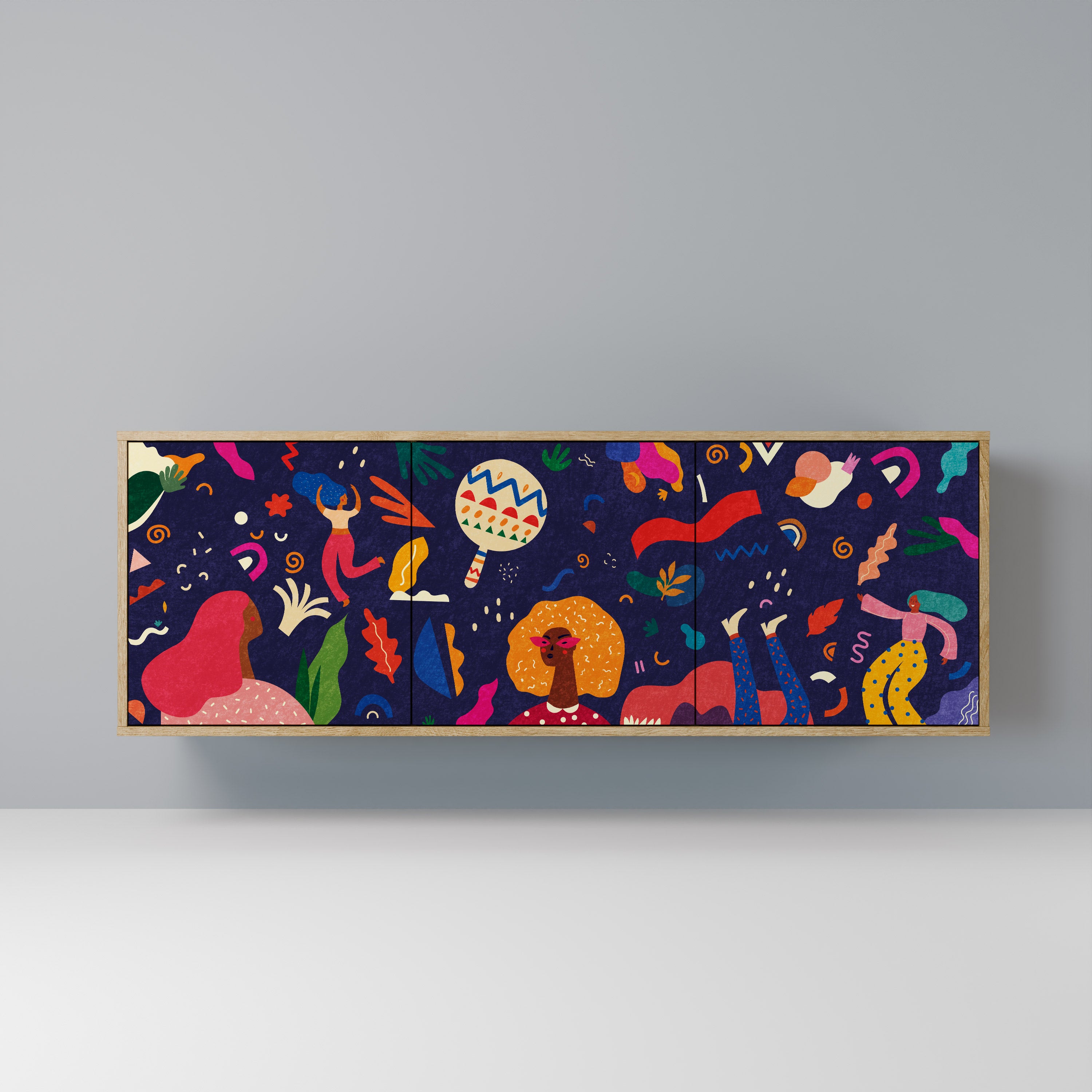 FESTIVE PLEASURES 3-Door Sideboard in Oak Effect