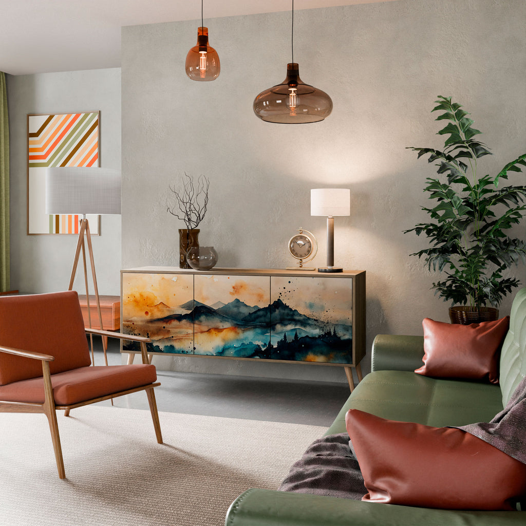 OMINOUS MOUNTAINS 3-Door Sideboard in Oak Effect