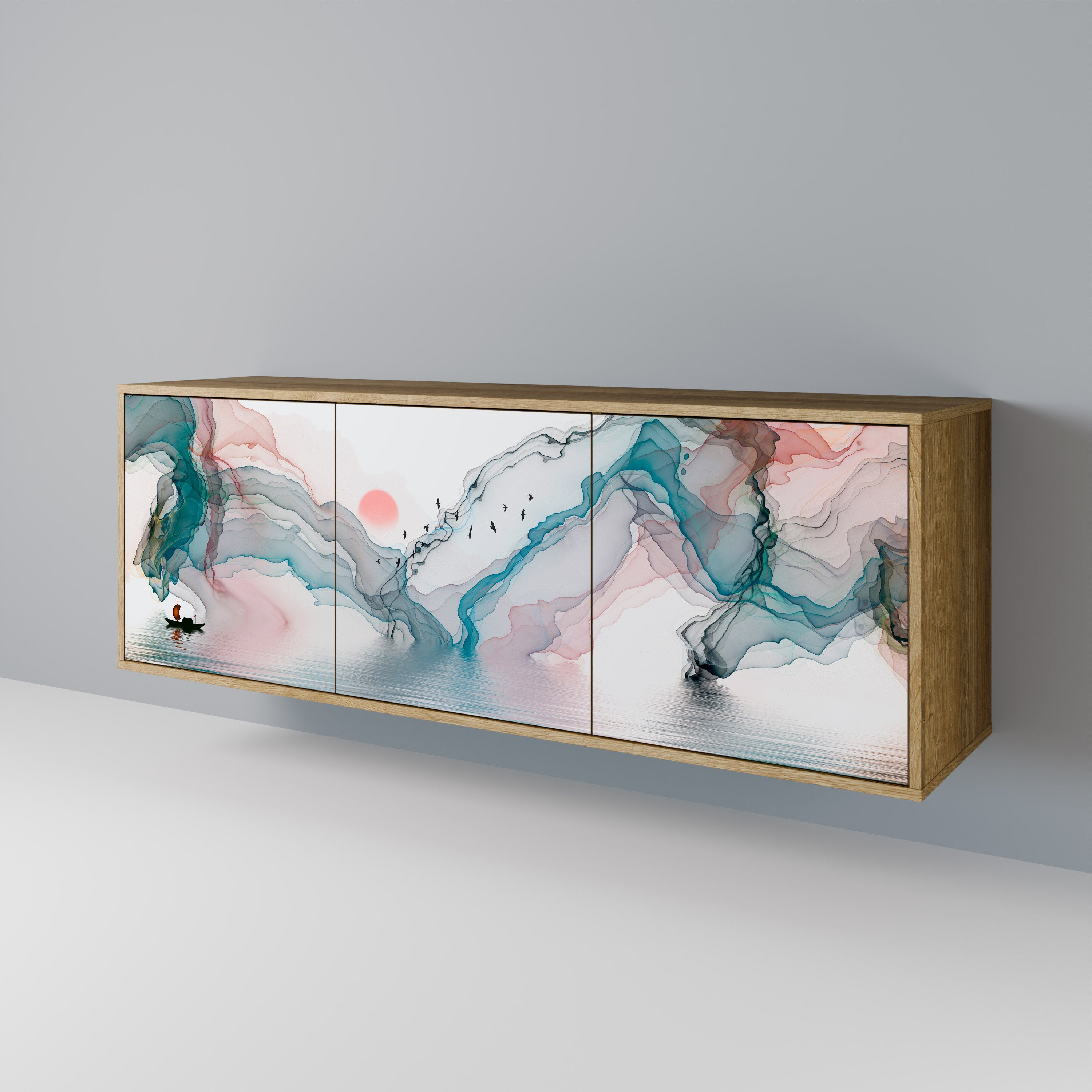 VELVET CROSSING 3-Door Sideboard in Oak Effect