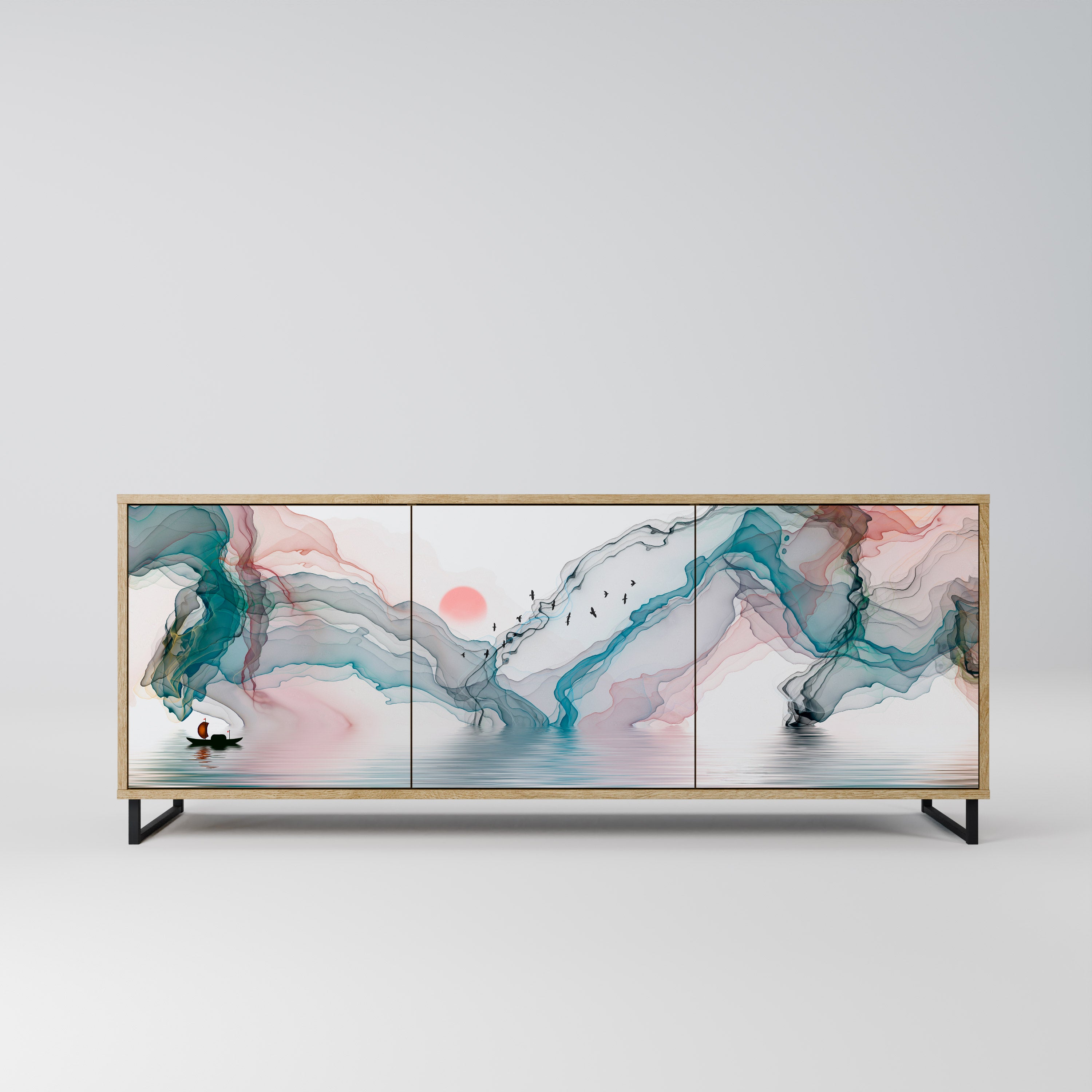 VELVET CROSSING 3-Door Sideboard in Oak Effect