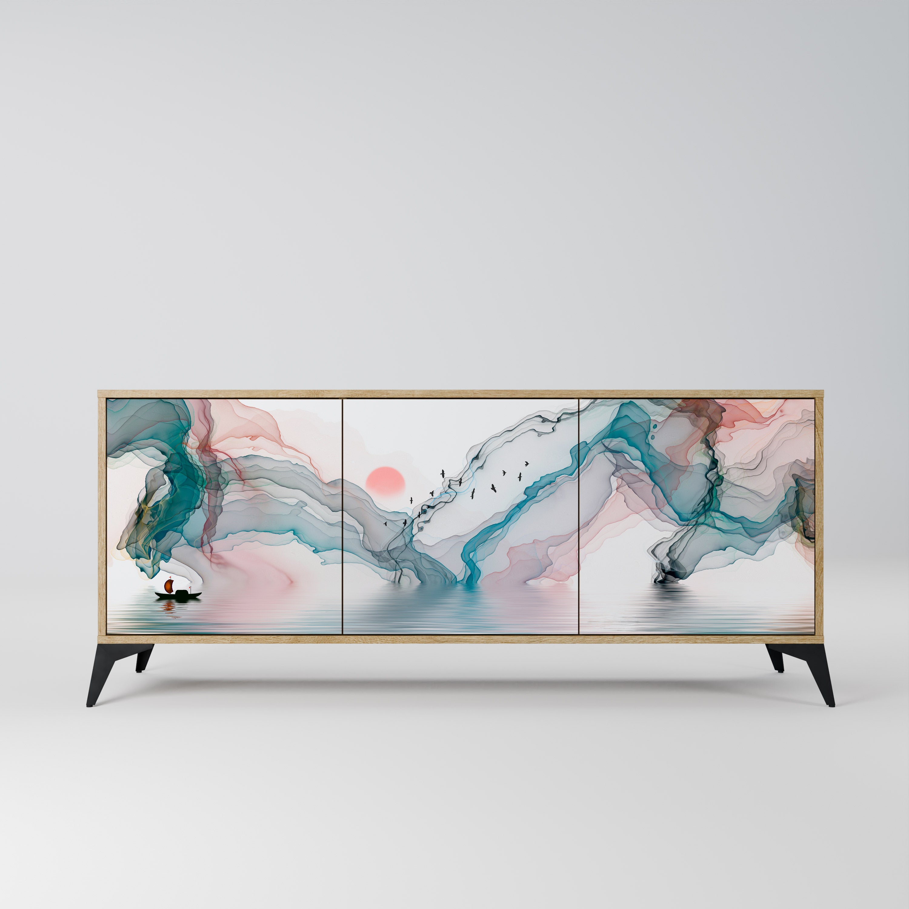 VELVET CROSSING 3-Door Sideboard in Oak Effect