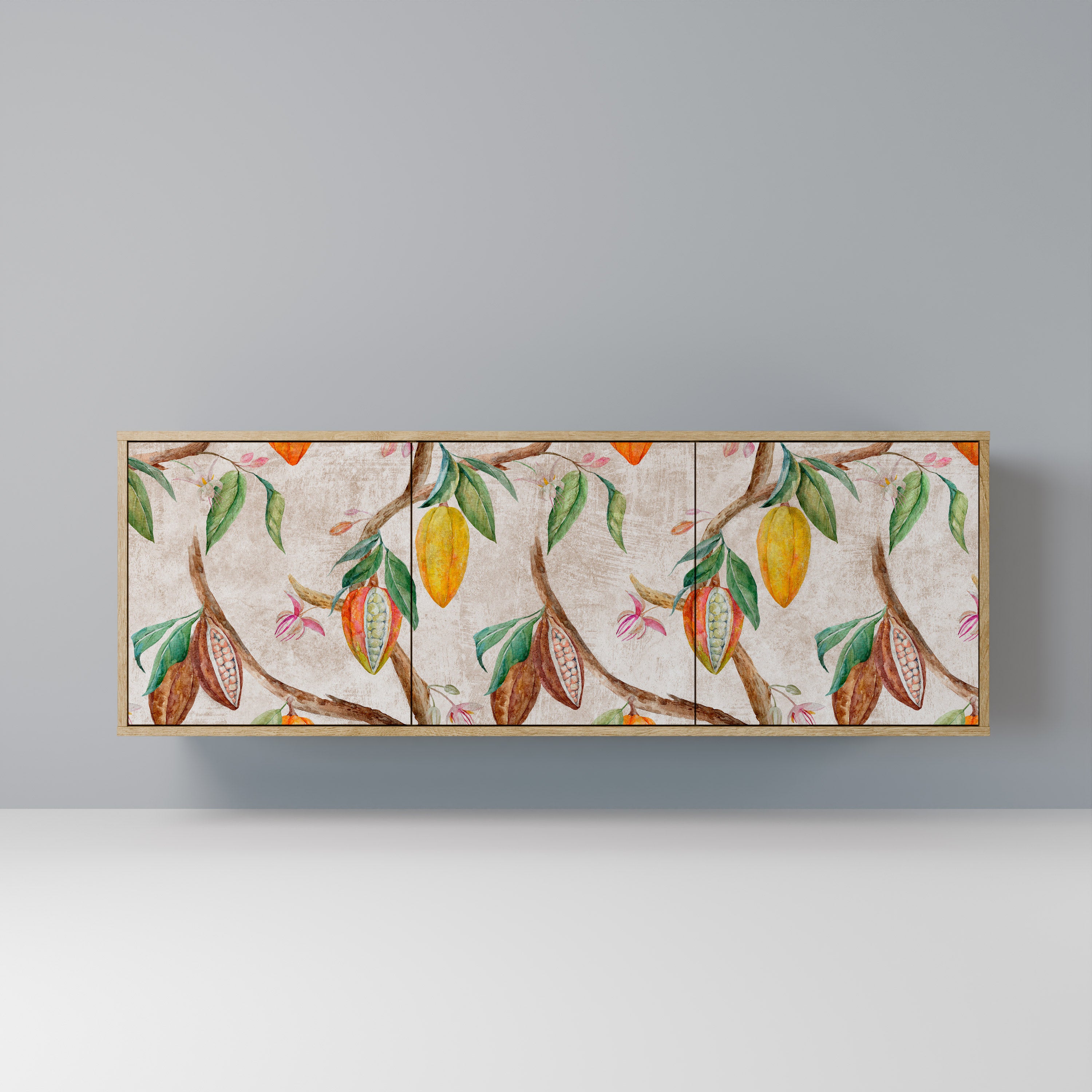 COCOA FRUITS 3-Door Sideboard in Oak Effect