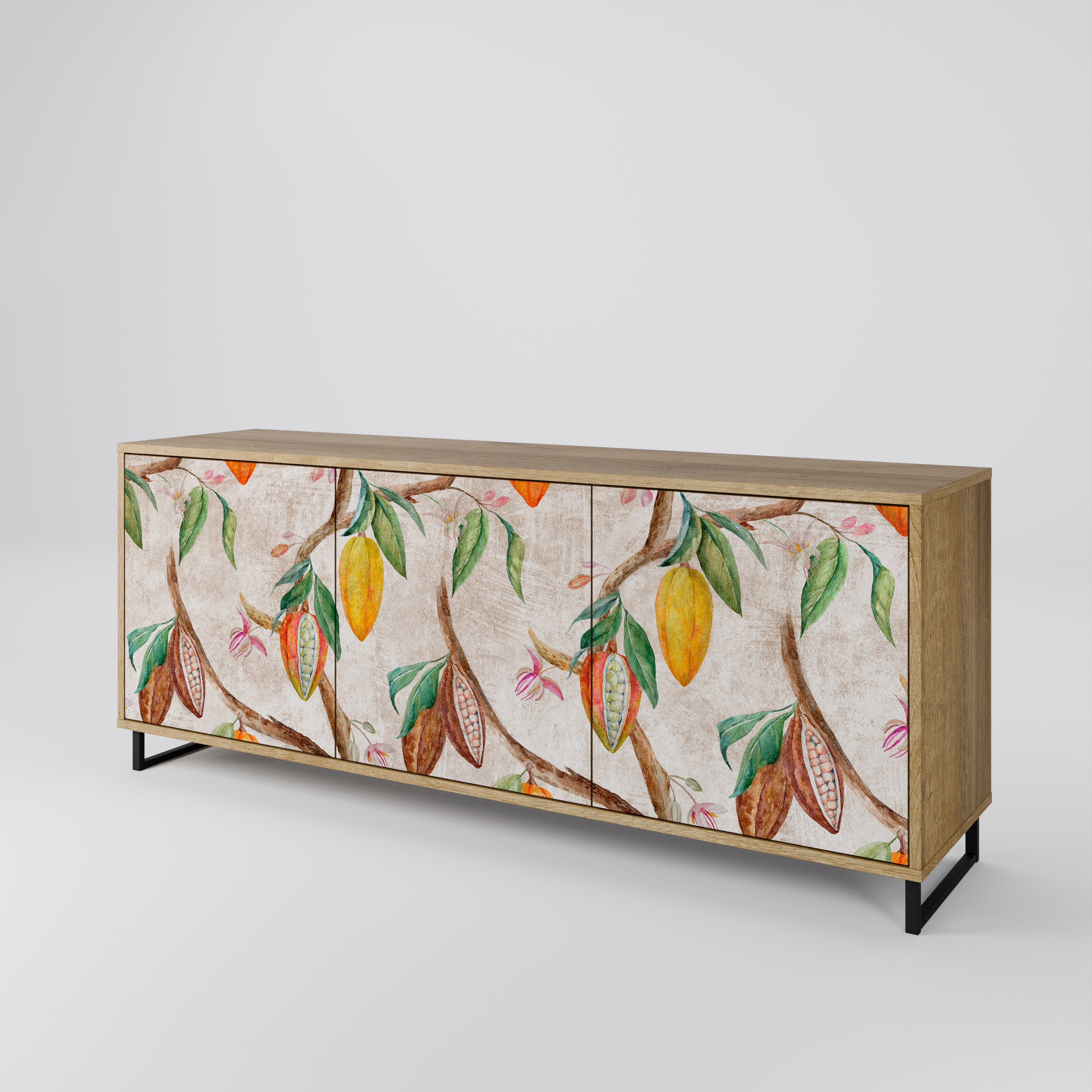 COCOA FRUITS 3-Door Sideboard in Oak Effect