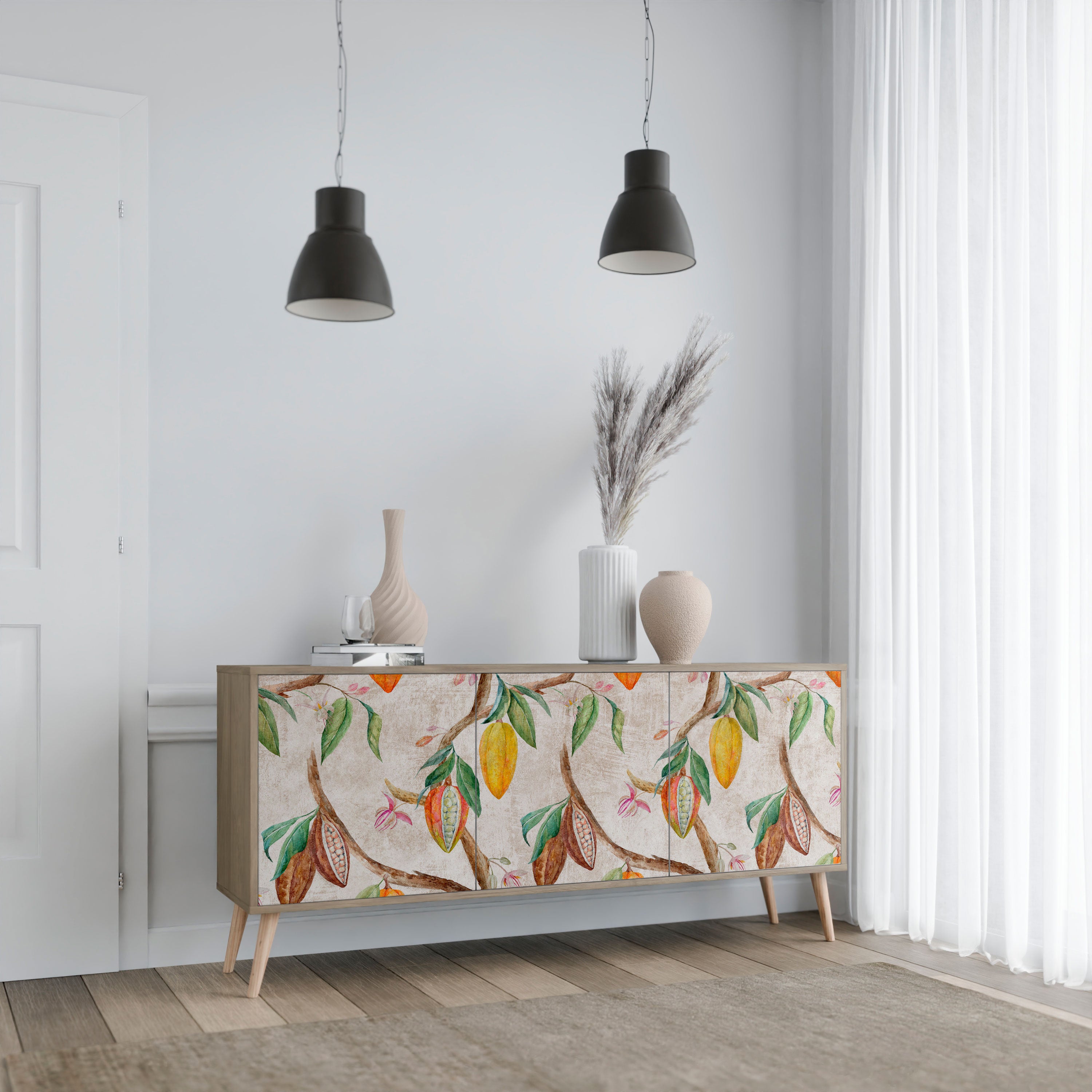 COCOA FRUITS 3-Door Sideboard in Oak Effect