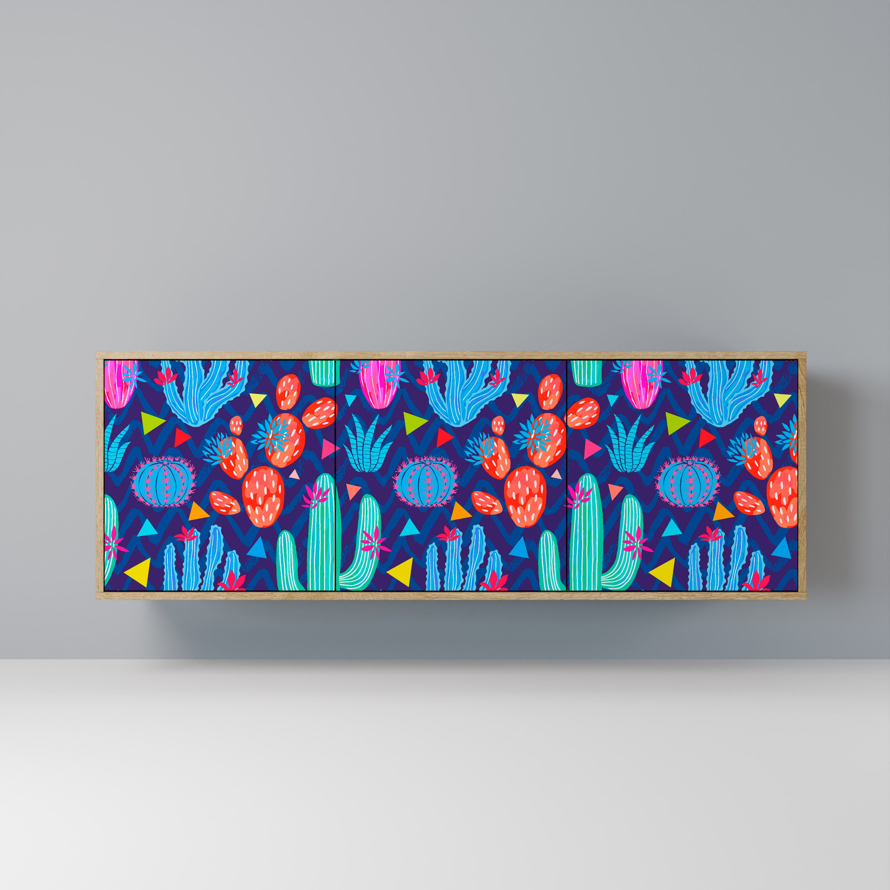 CACTUS VIBES 3-Door Sideboard in Oak Effect