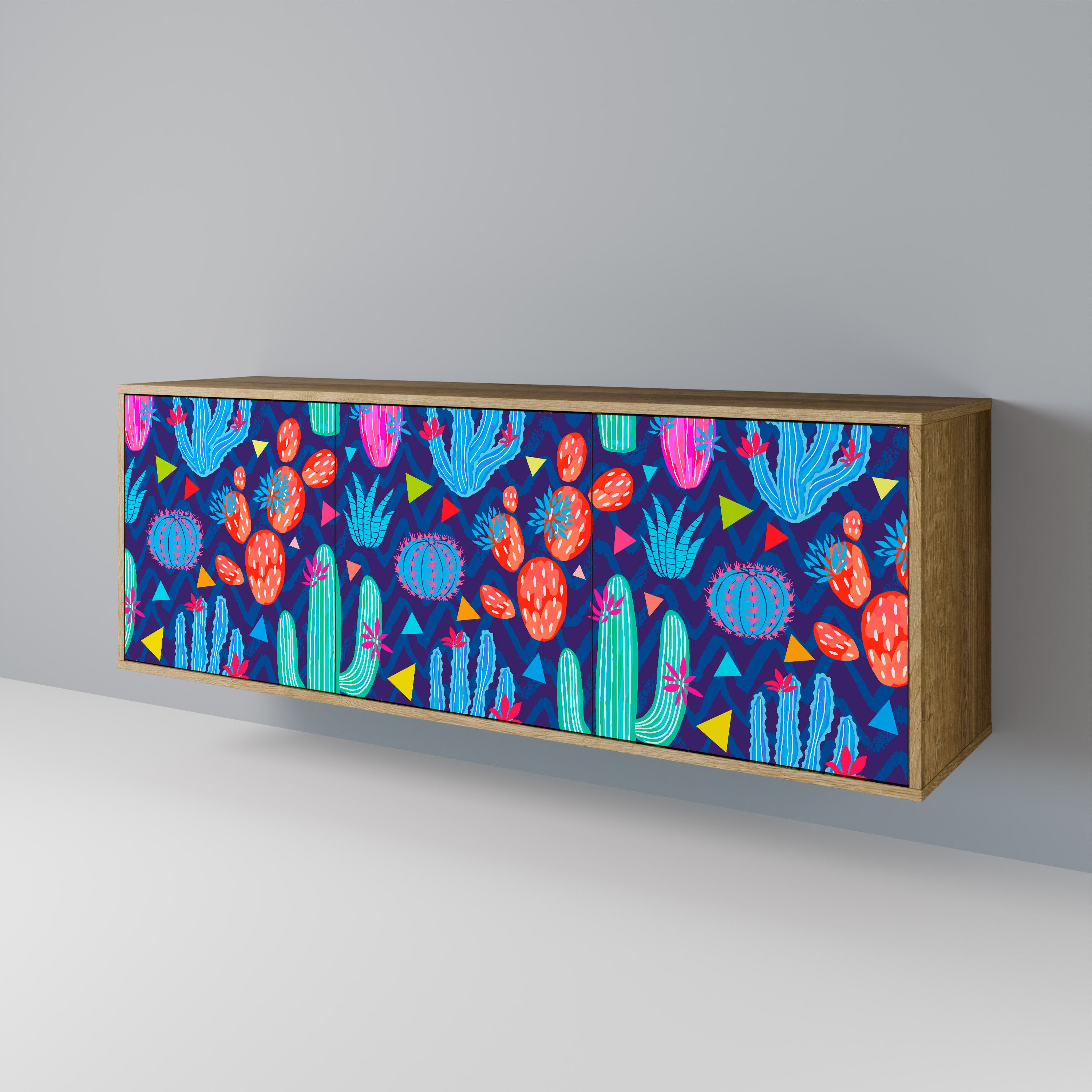 CACTUS VIBES 3-Door Sideboard in Oak Effect