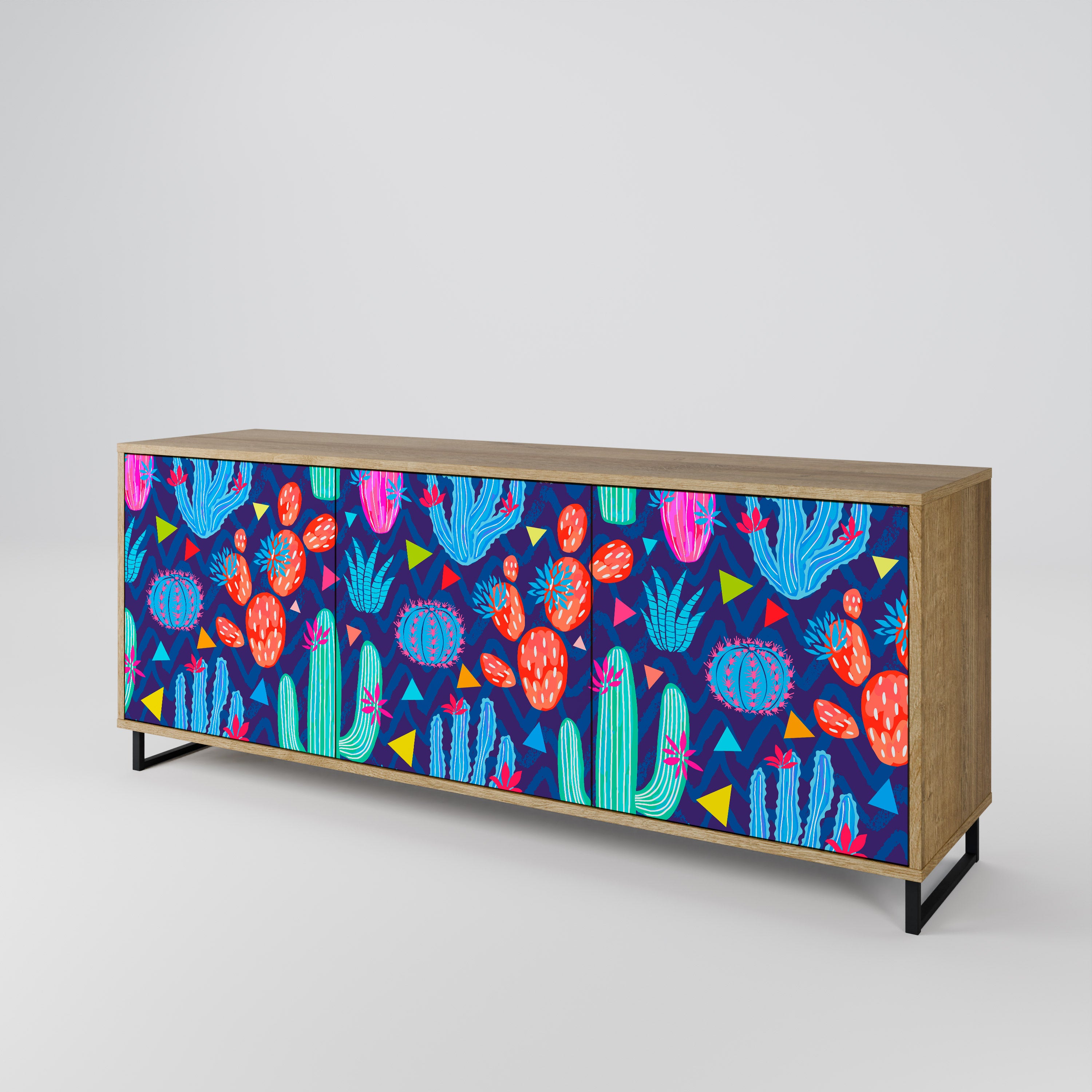 CACTUS VIBES 3-Door Sideboard in Oak Effect