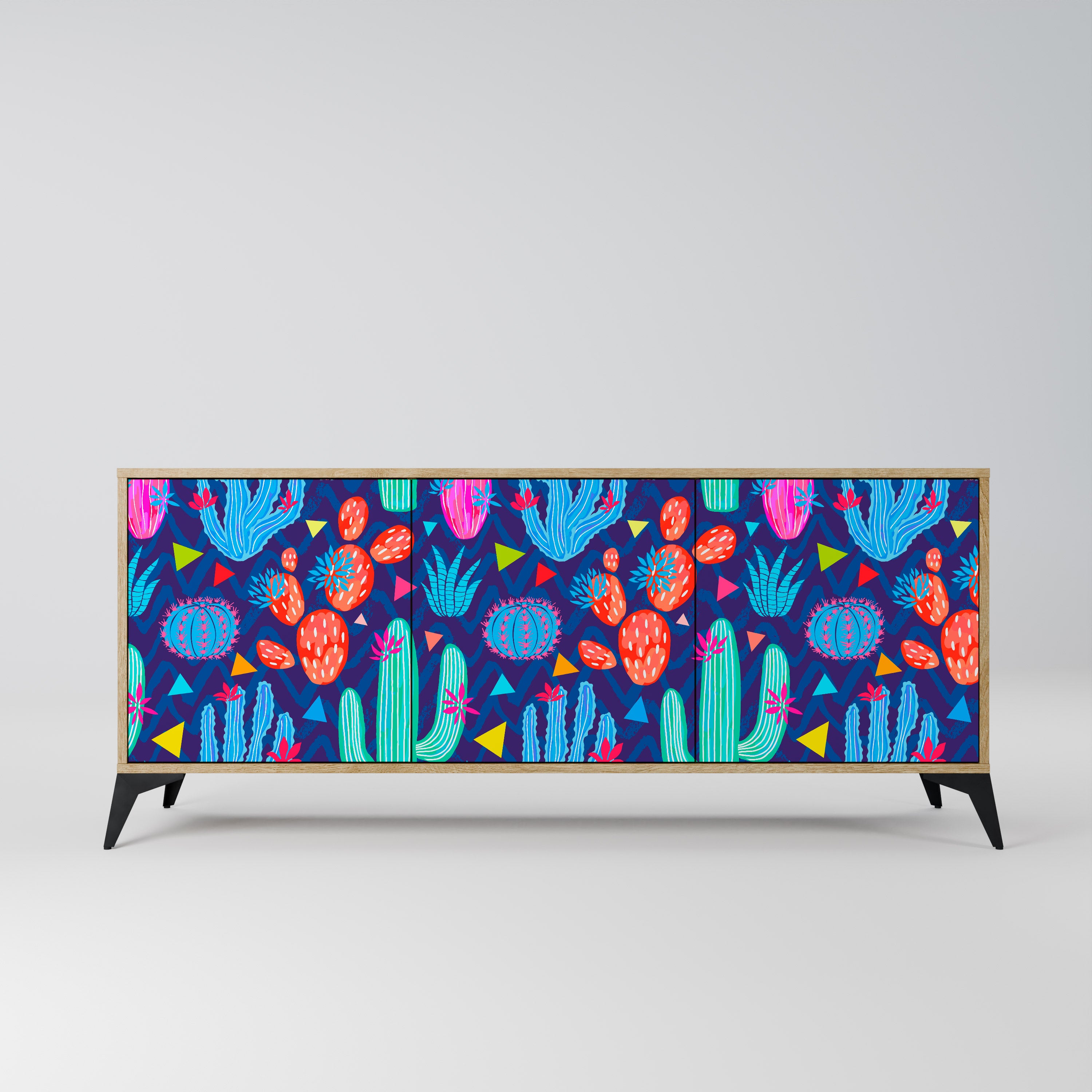 CACTUS VIBES 3-Door Sideboard in Oak Effect