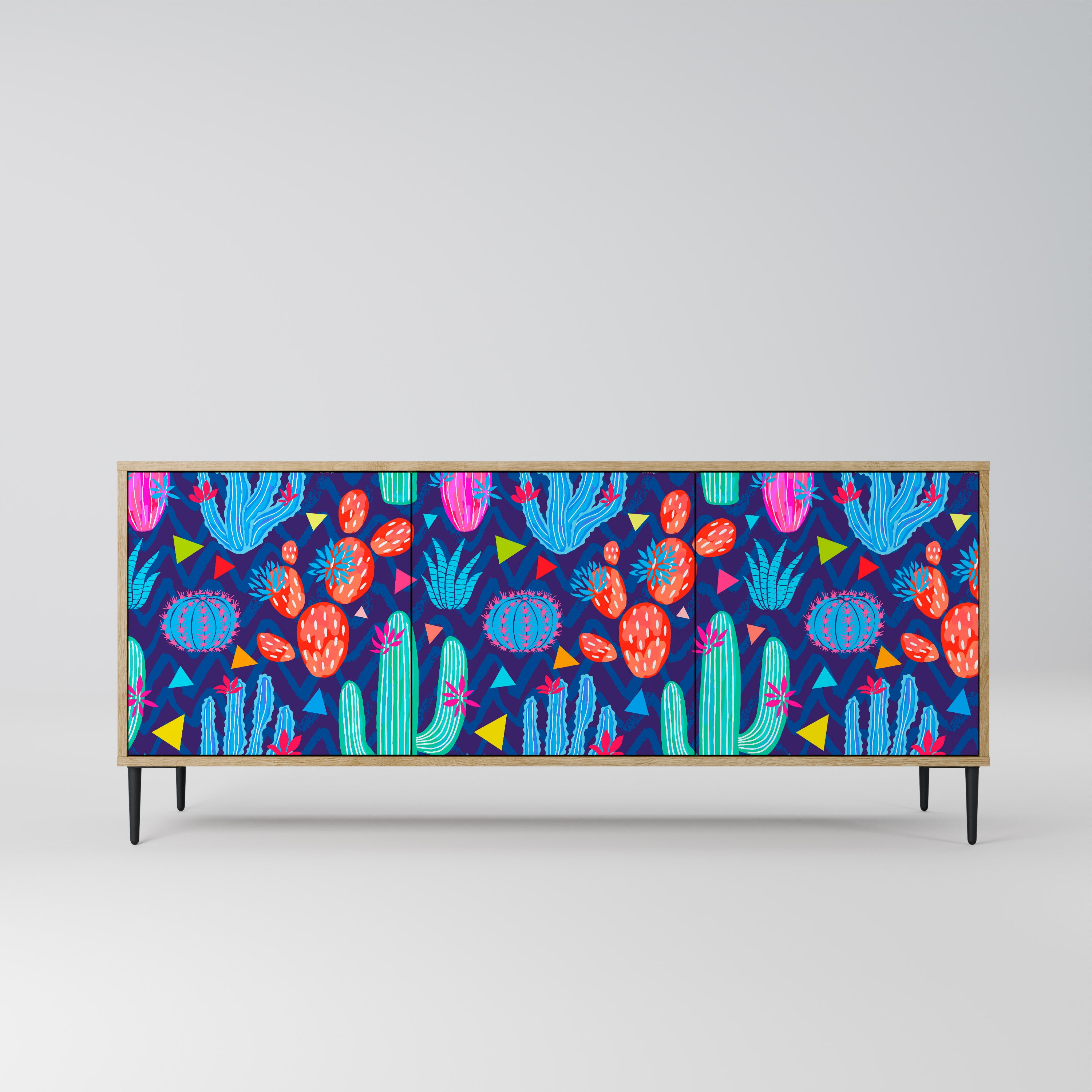 CACTUS VIBES 3-Door Sideboard in Oak Effect