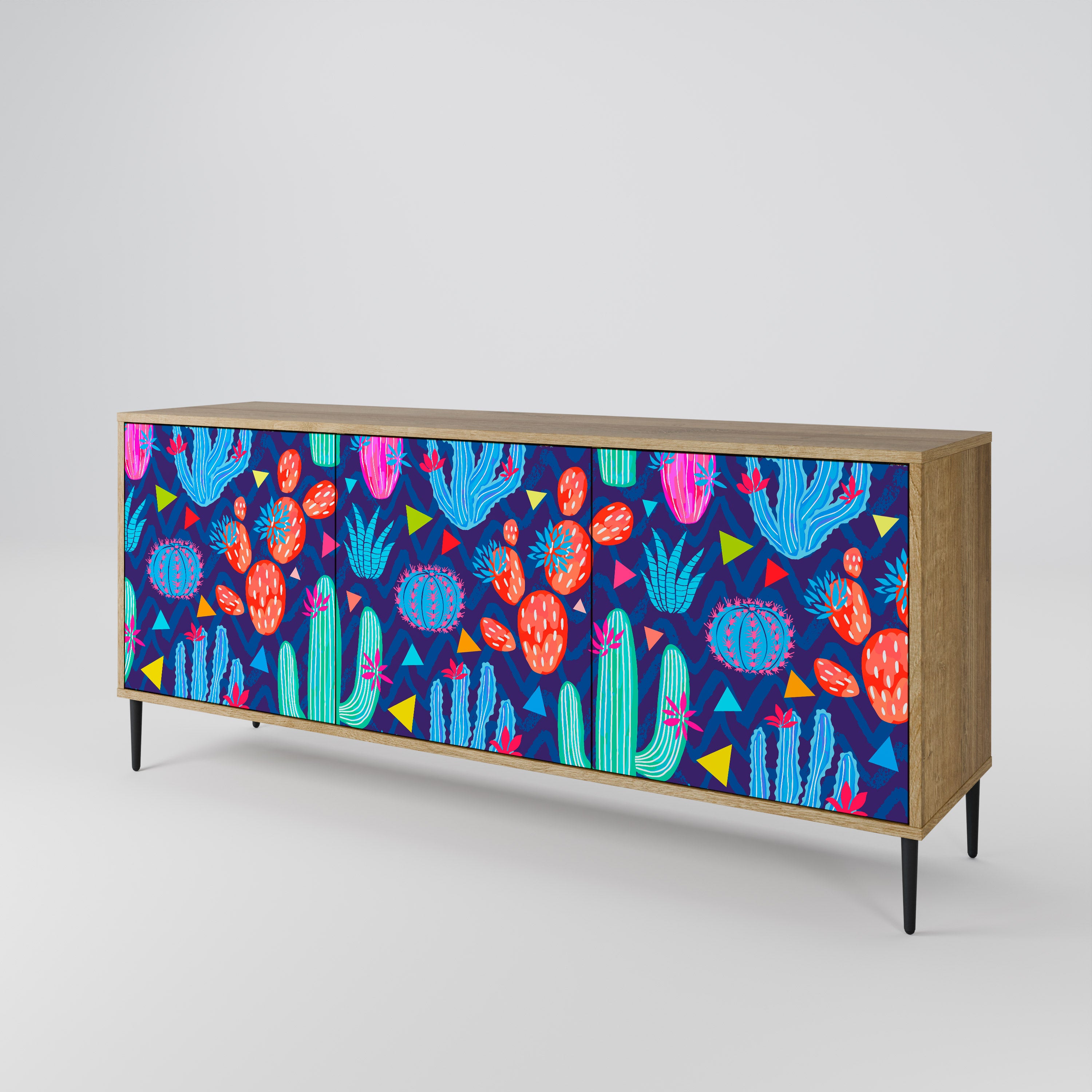 CACTUS VIBES 3-Door Sideboard in Oak Effect