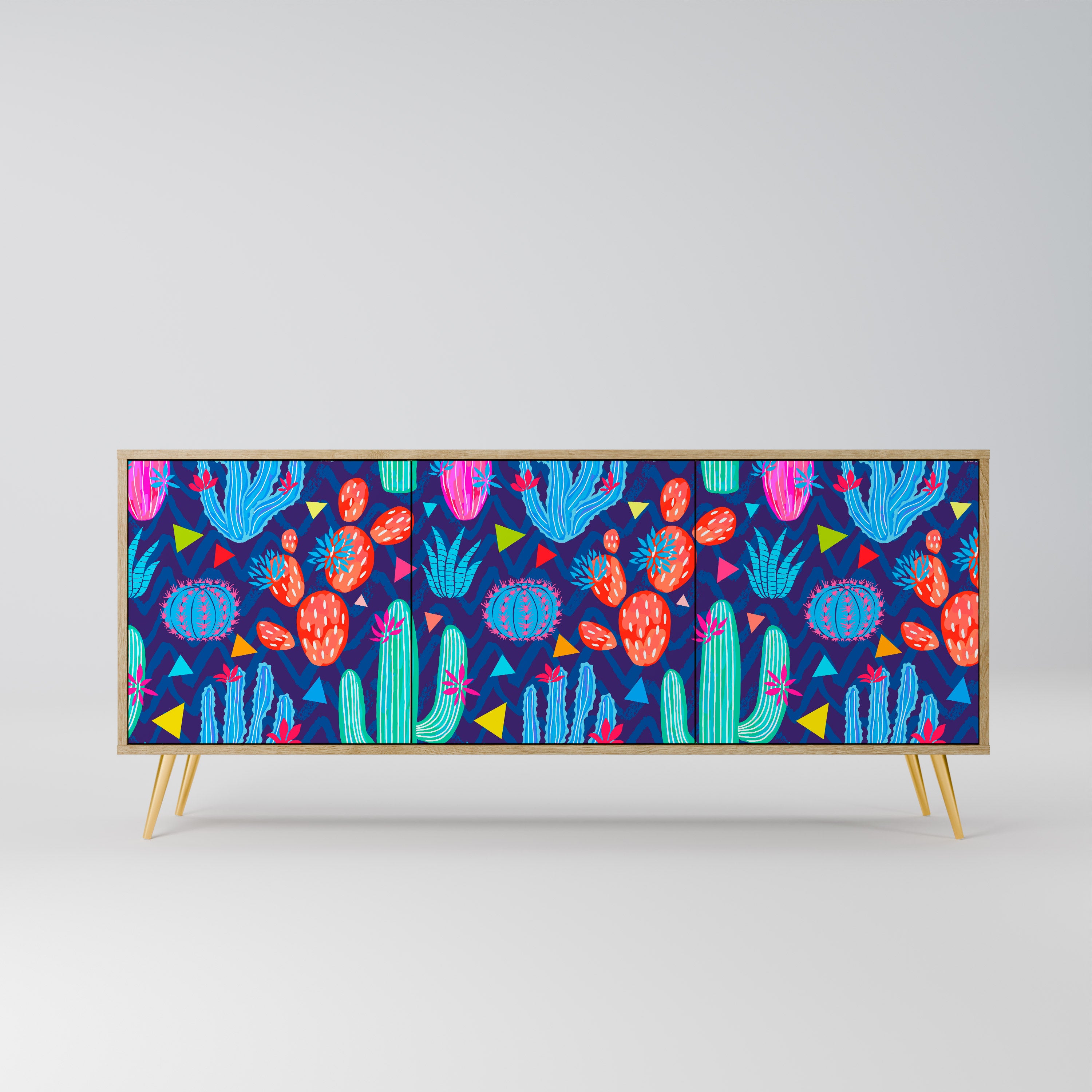 CACTUS VIBES 3-Door Sideboard in Oak Effect