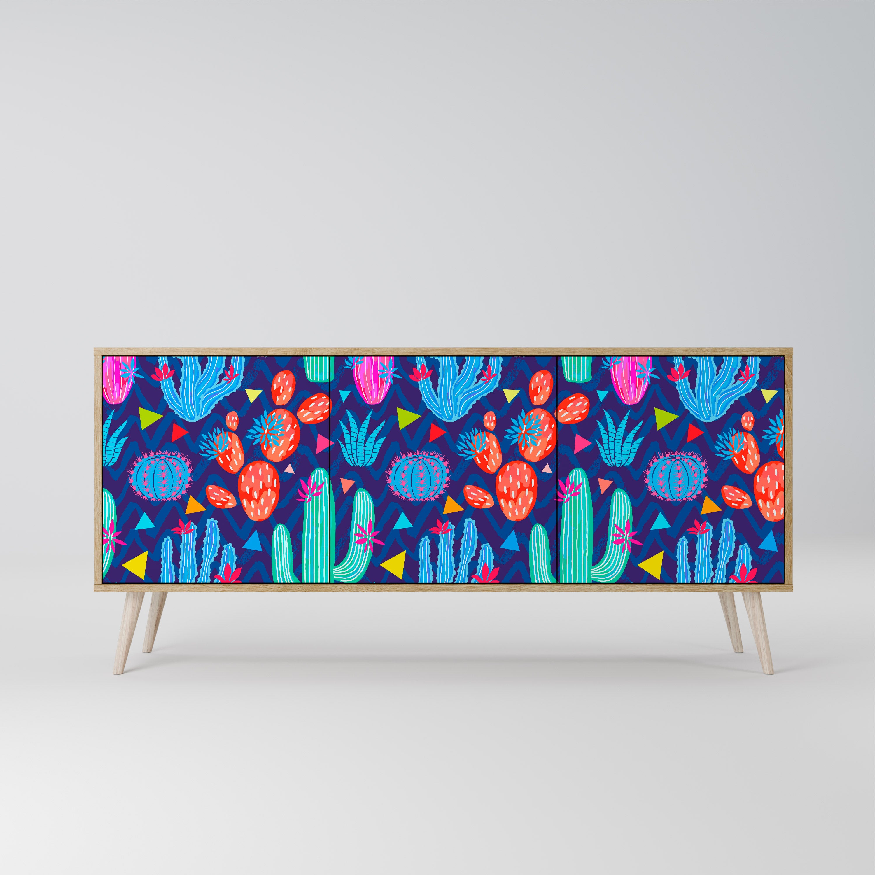 CACTUS VIBES 3-Door Sideboard in Oak Effect
