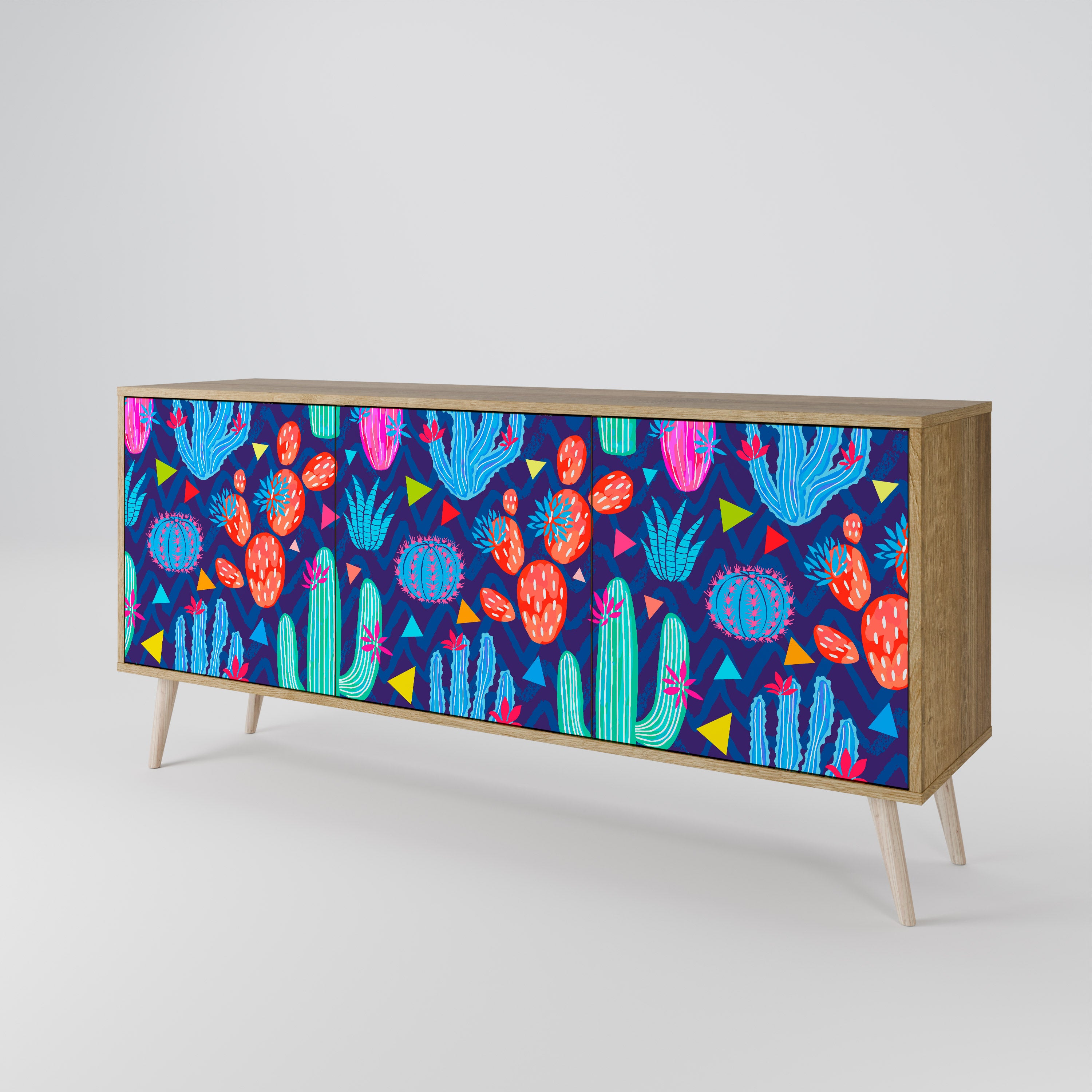 CACTUS VIBES 3-Door Sideboard in Oak Effect