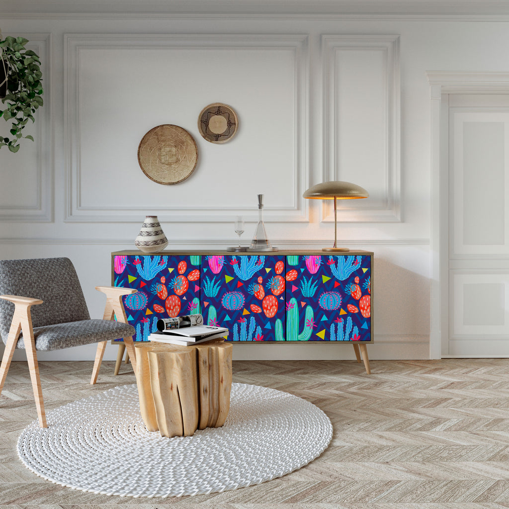 CACTUS VIBES 3-Door Sideboard in Oak Effect