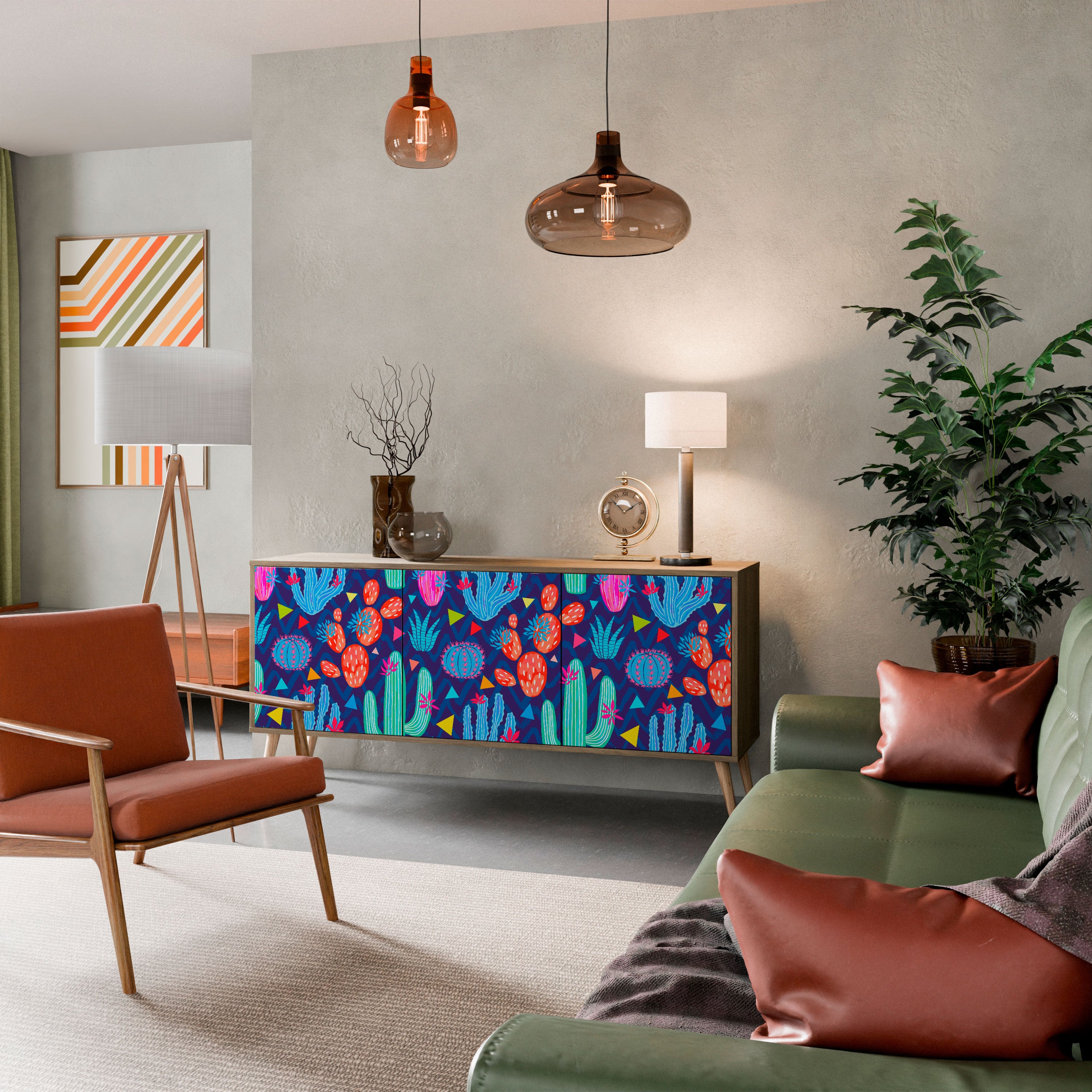 CACTUS VIBES 3-Door Sideboard in Oak Effect