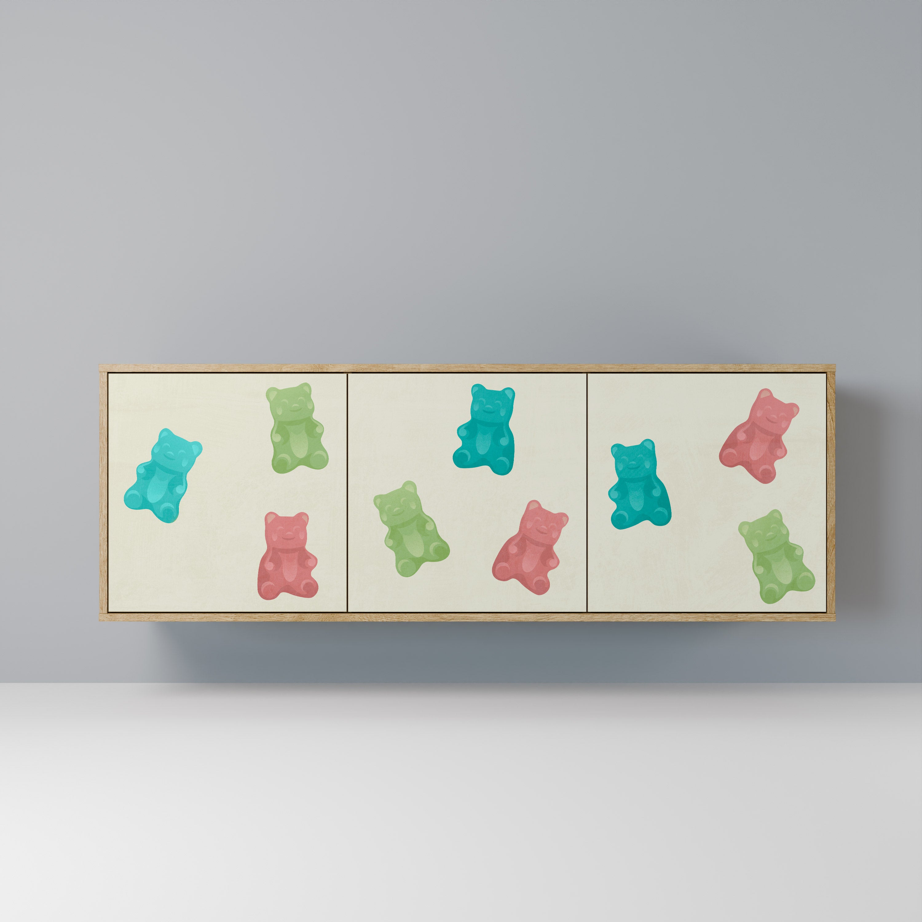 GUMMY BEARS 3-Door Sideboard in Oak Effect