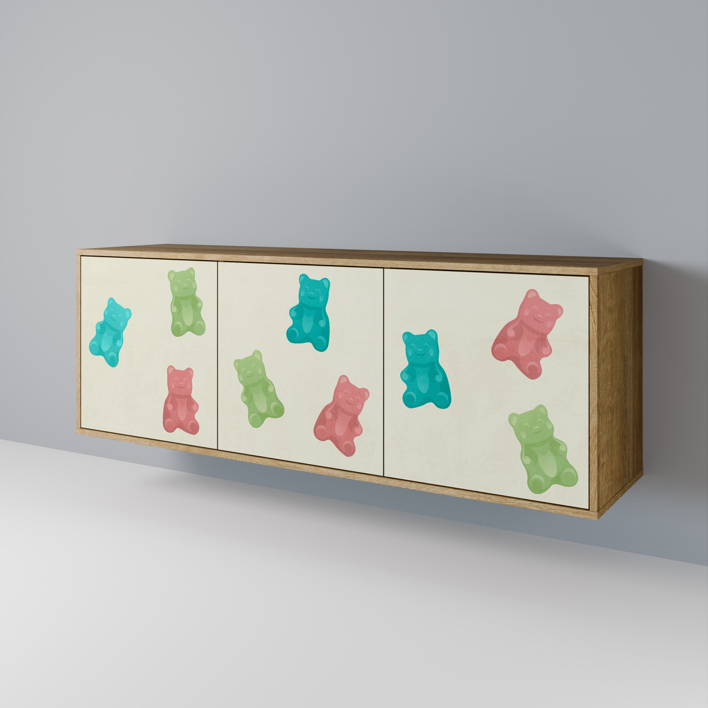 GUMMY BEARS 3-Door Sideboard in Oak Effect