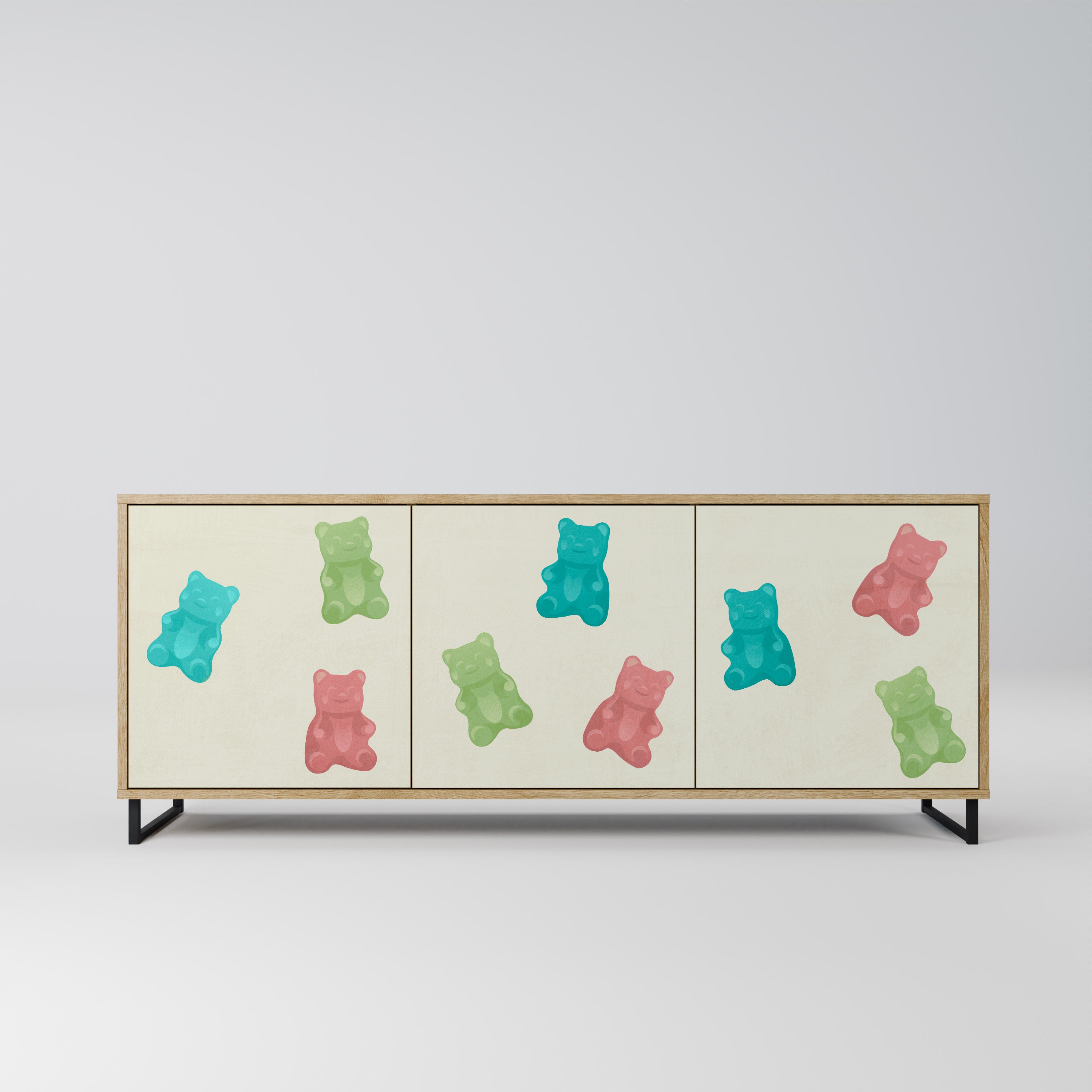 GUMMY BEARS 3-Door Sideboard in Oak Effect
