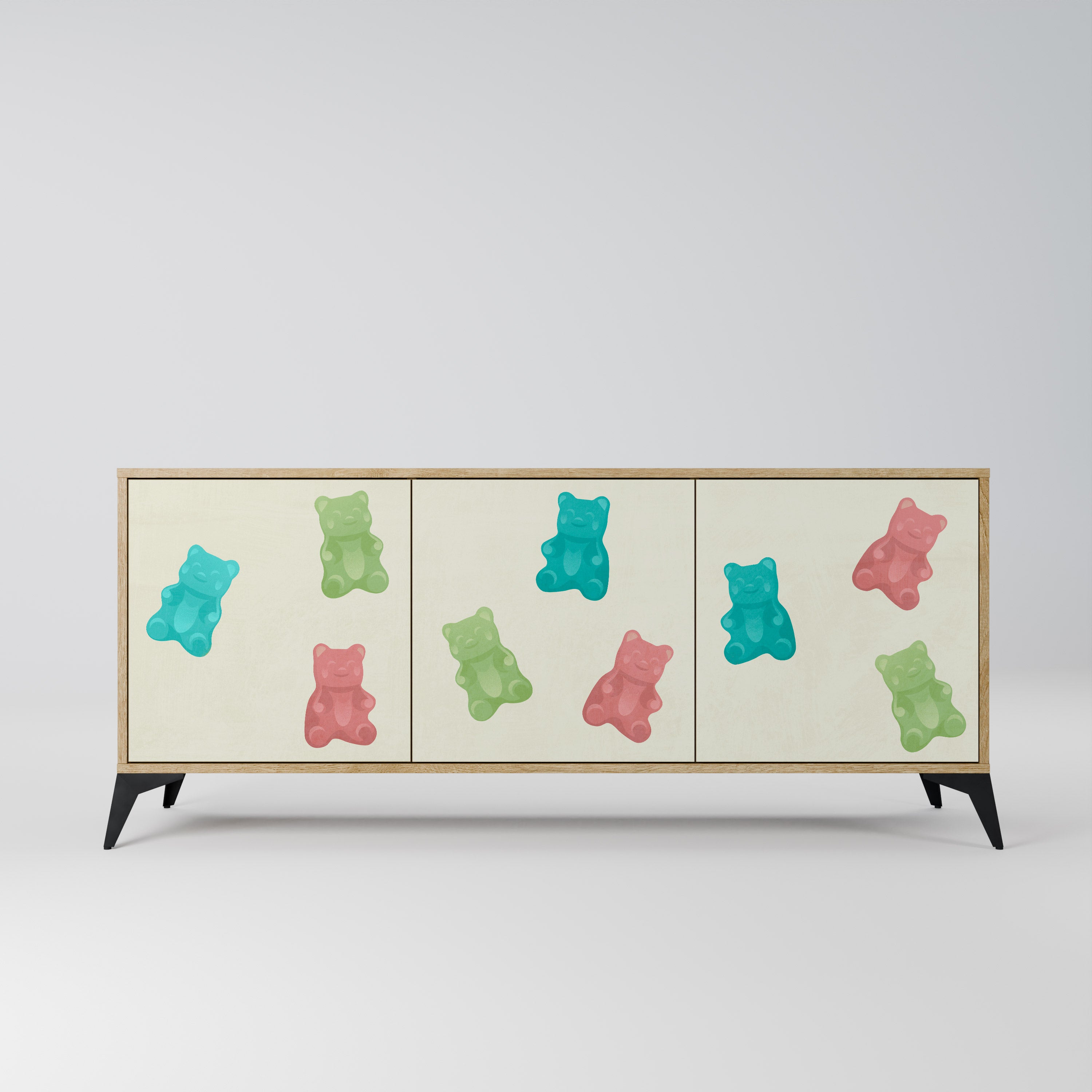 GUMMY BEARS 3-Door Sideboard in Oak Effect