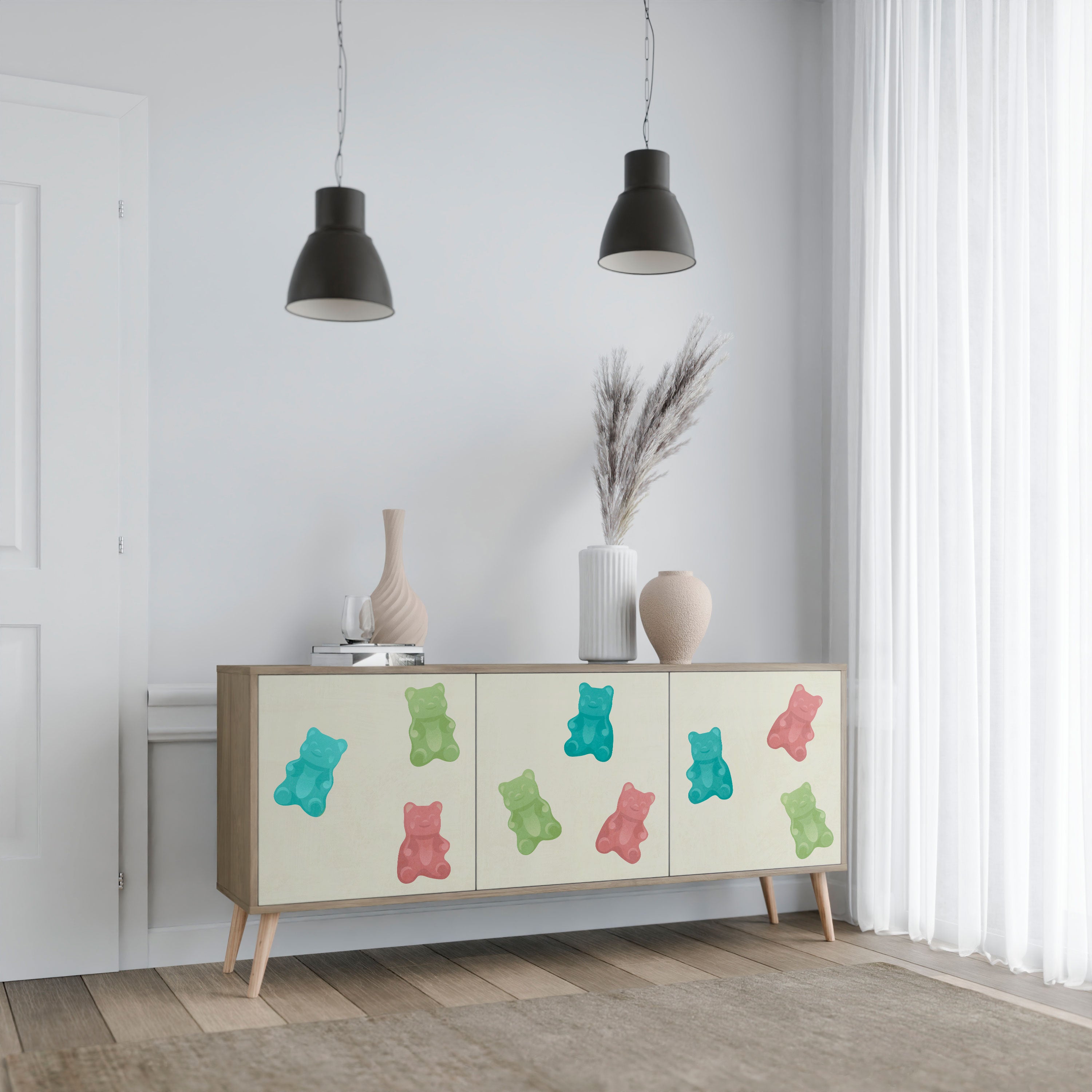 GUMMY BEARS 3-Door Sideboard in Oak Effect