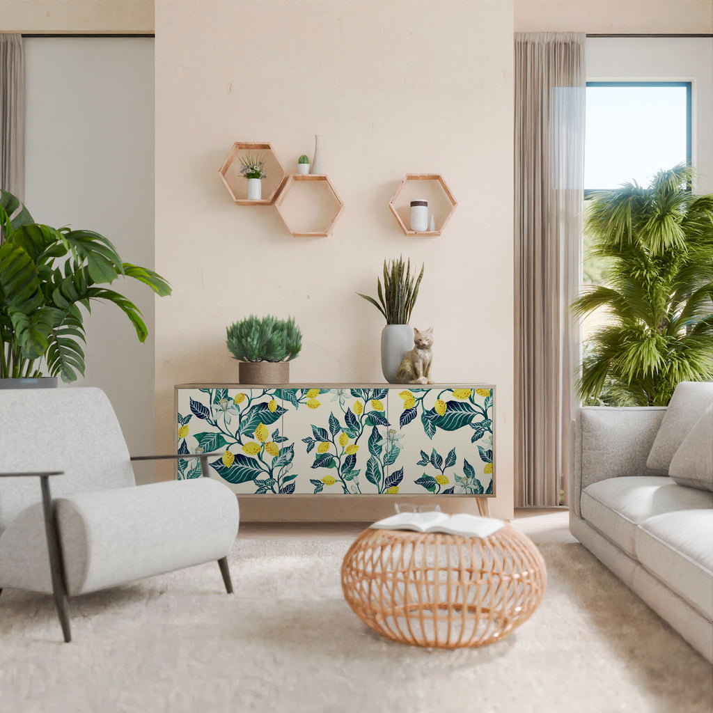 Aparador de 3 puertas LEMON TREE con efecto roble